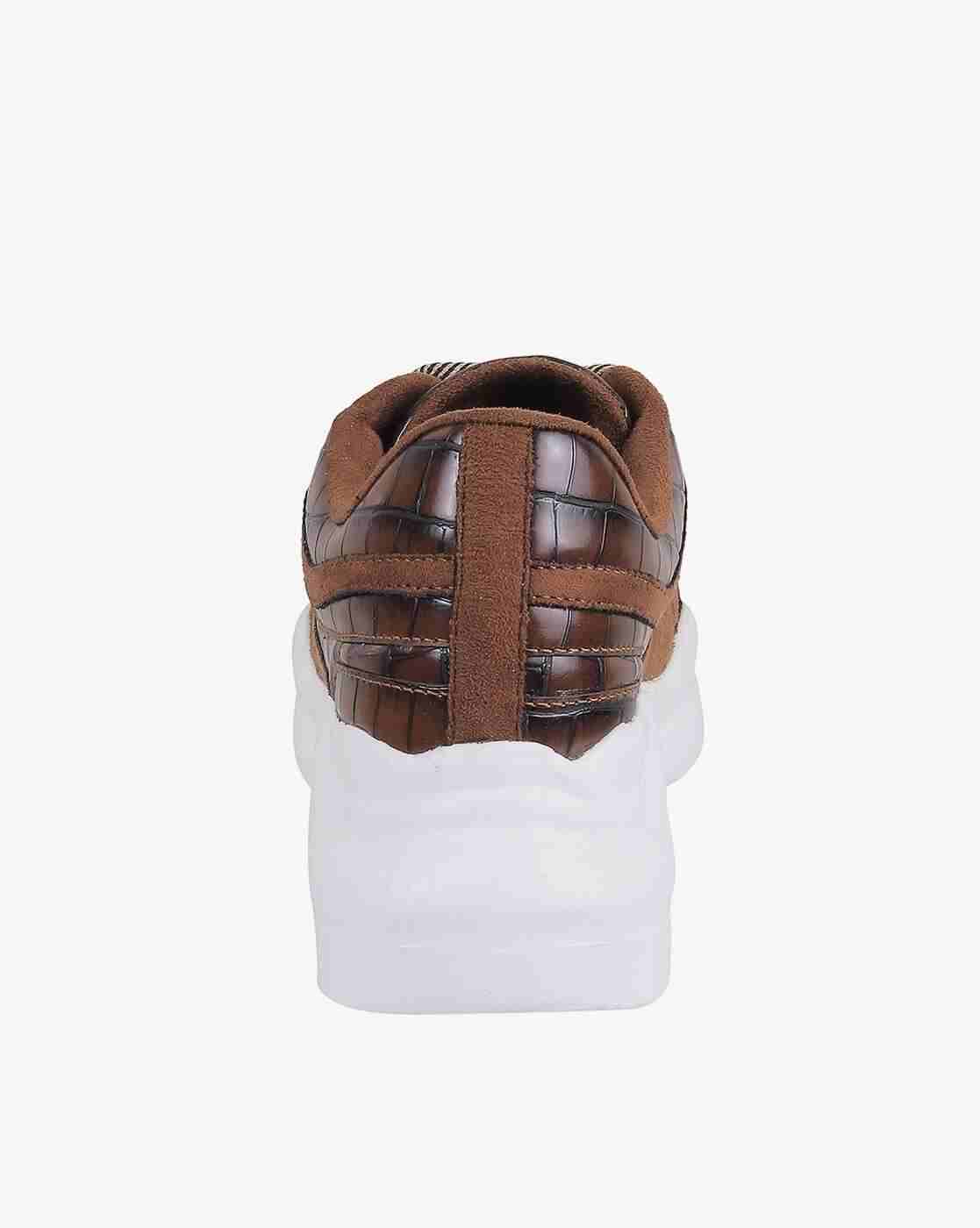 Women Croc-Embossed Lace-Up Casual Shoes