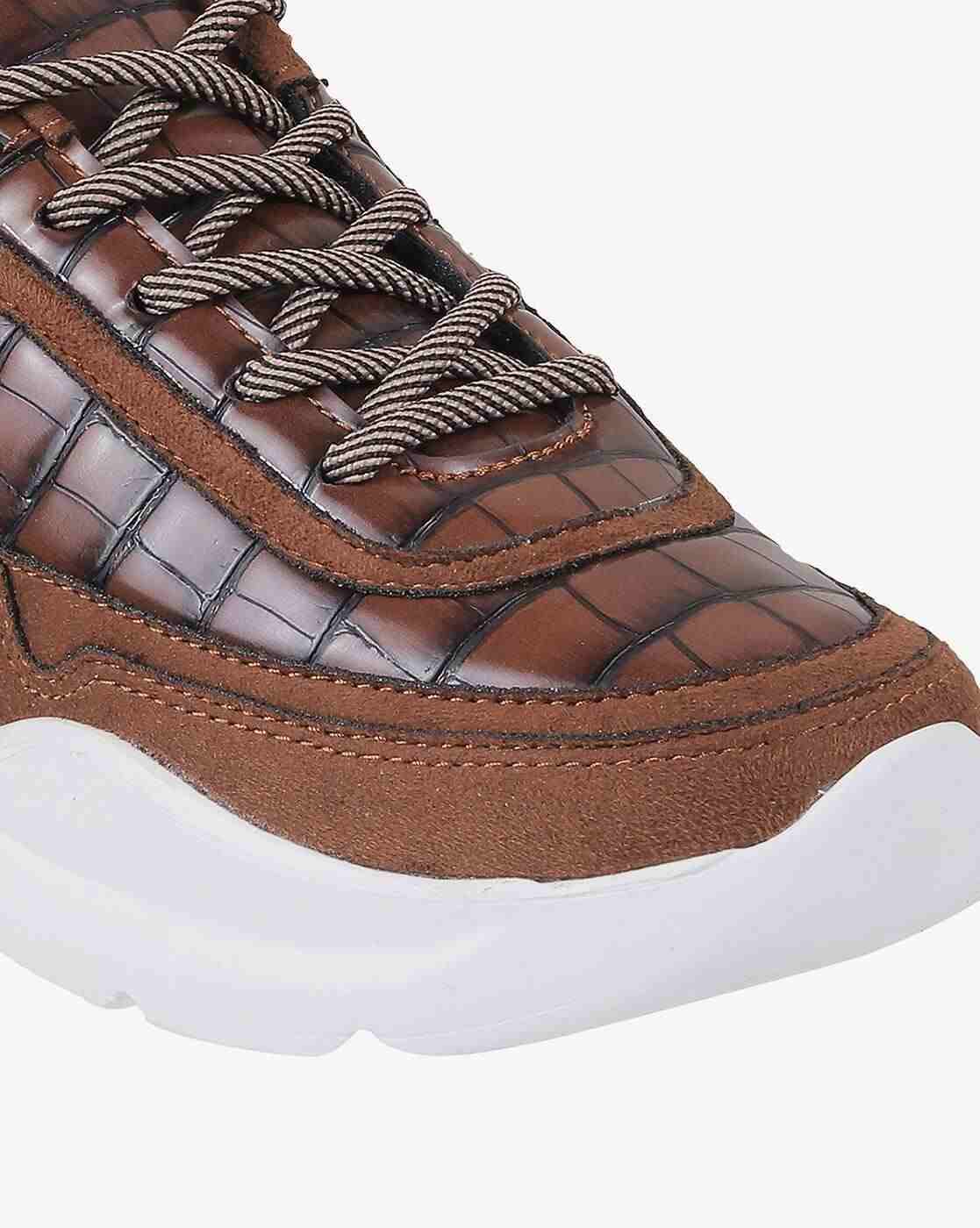 Women Croc-Embossed Lace-Up Casual Shoes