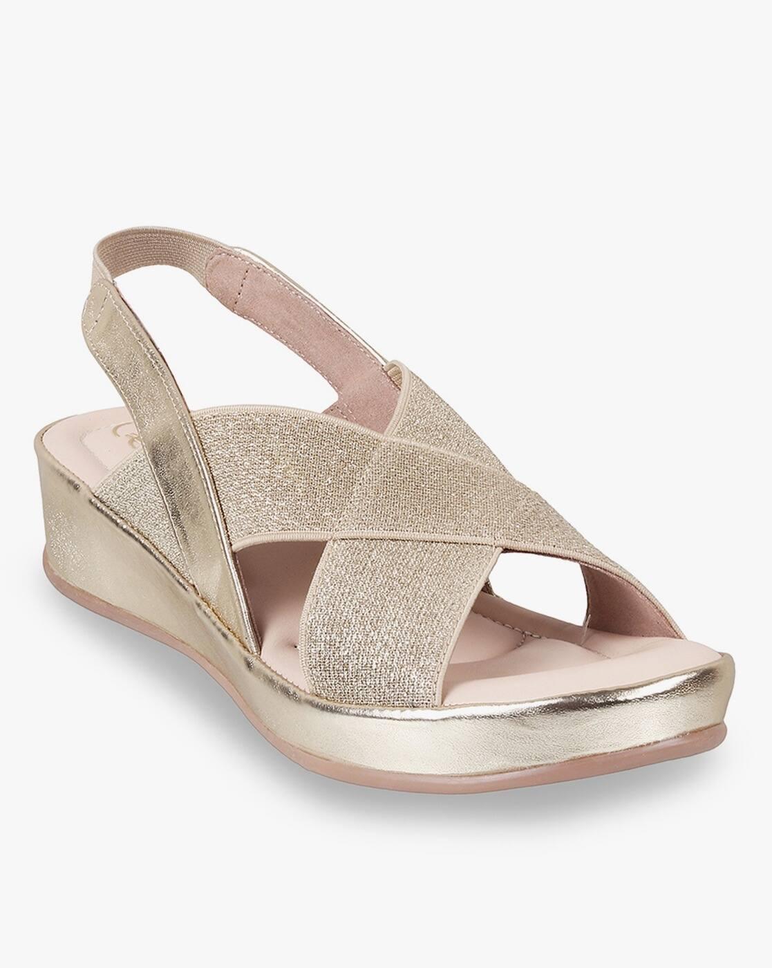 Women Striped Platform Heeled Sandals