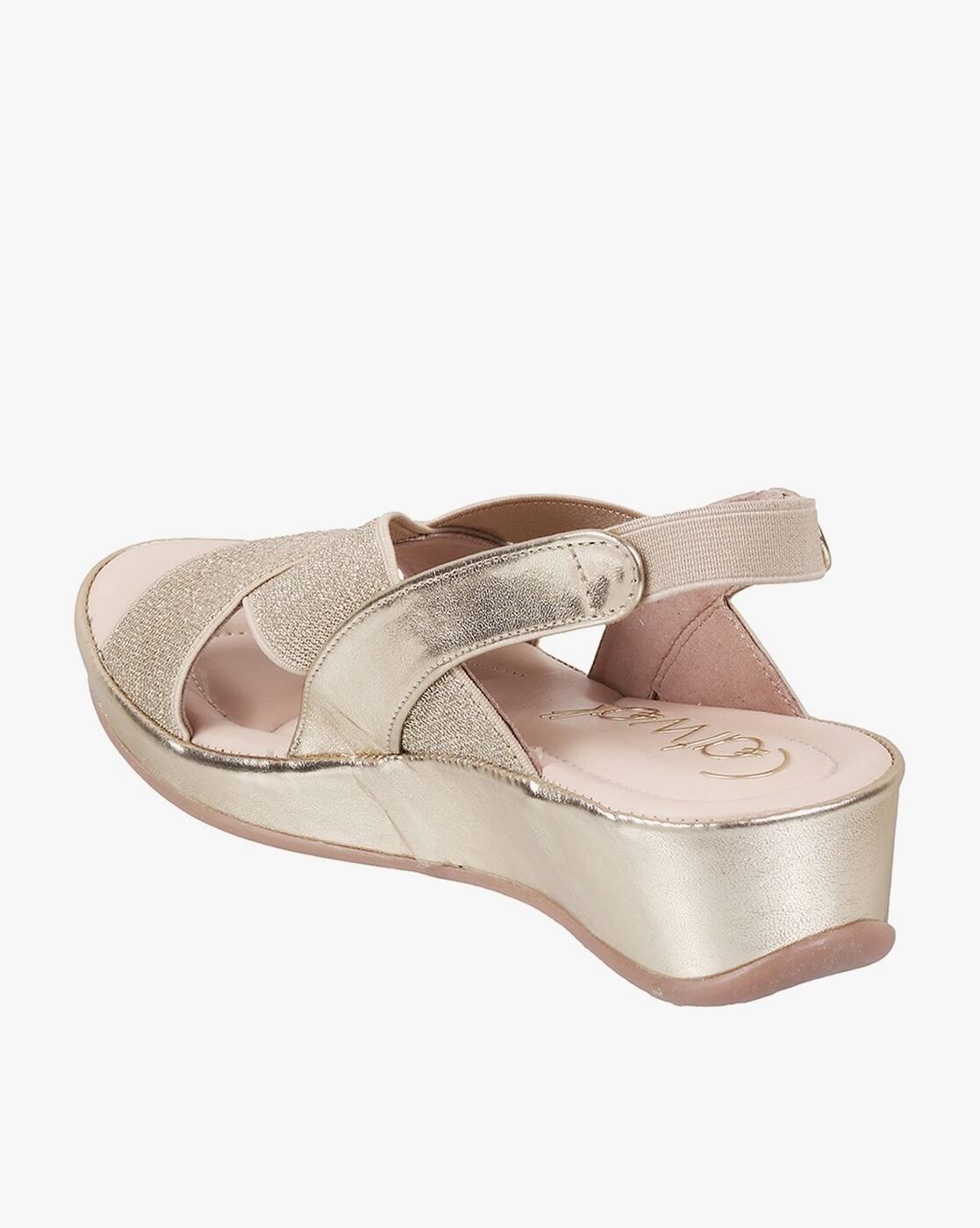 Women Striped Platform Heeled Sandals