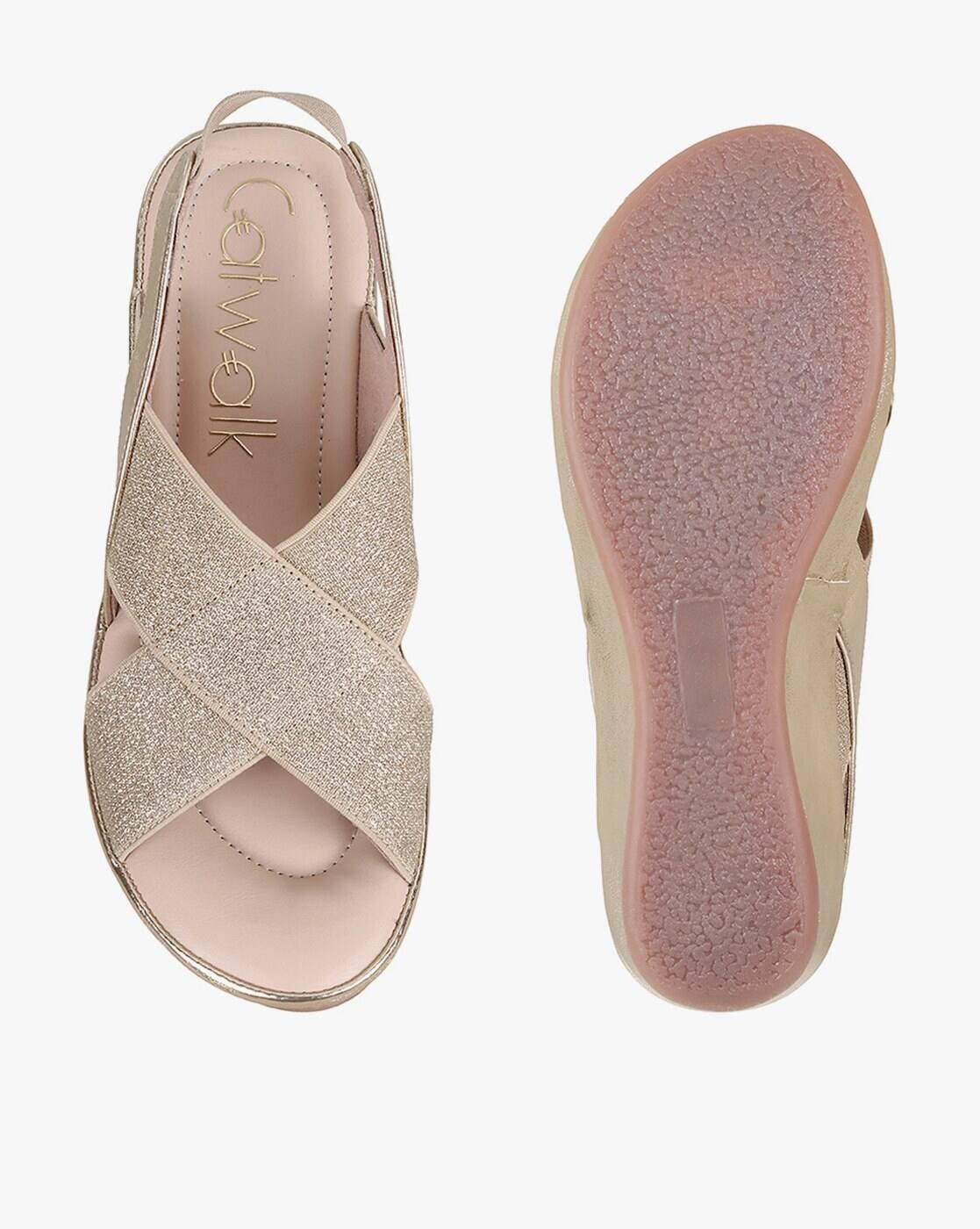 Women Striped Platform Heeled Sandals