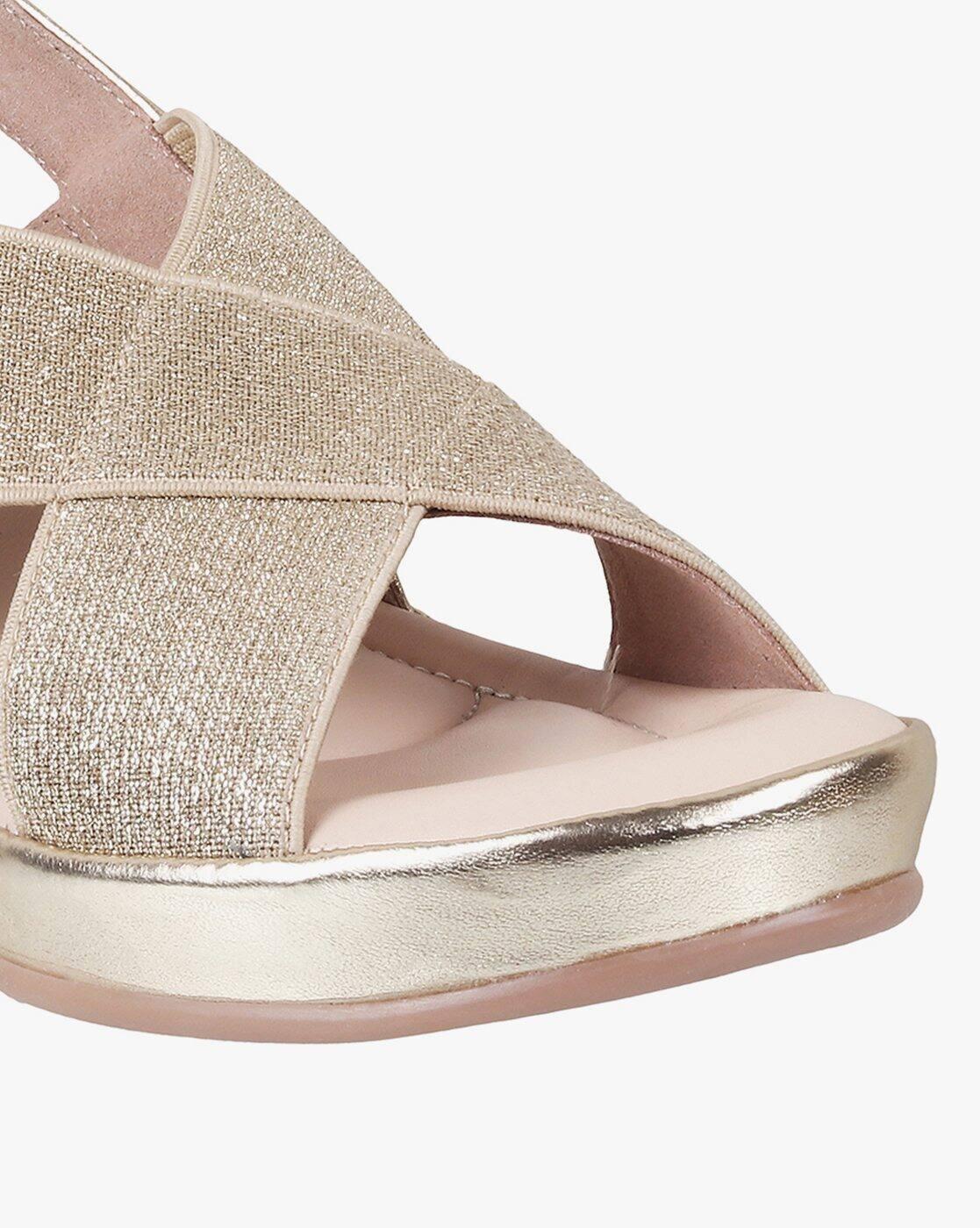 Women Striped Platform Heeled Sandals