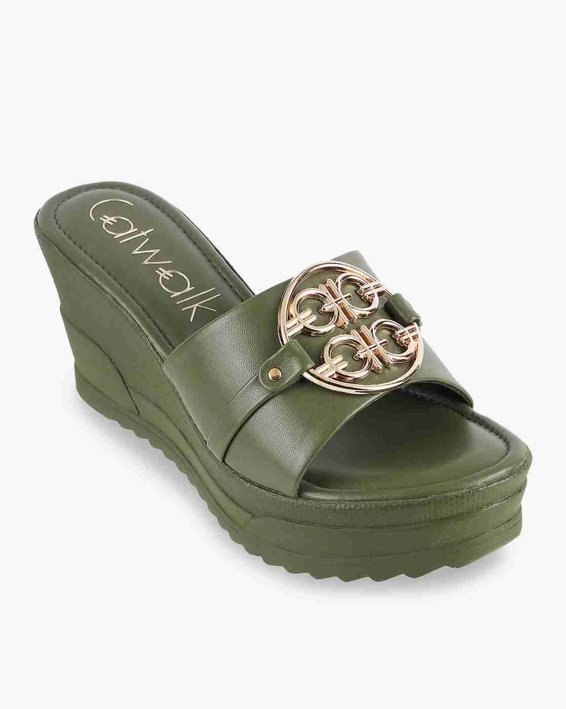 Women Open-Toe Wedges with Metal Accent