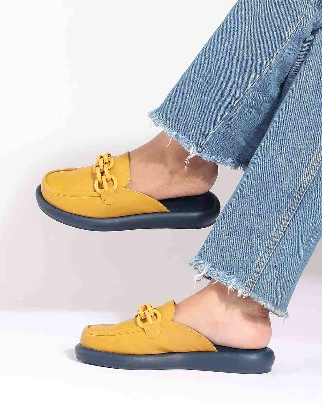 Women Colourblock Mules with Metal Accent