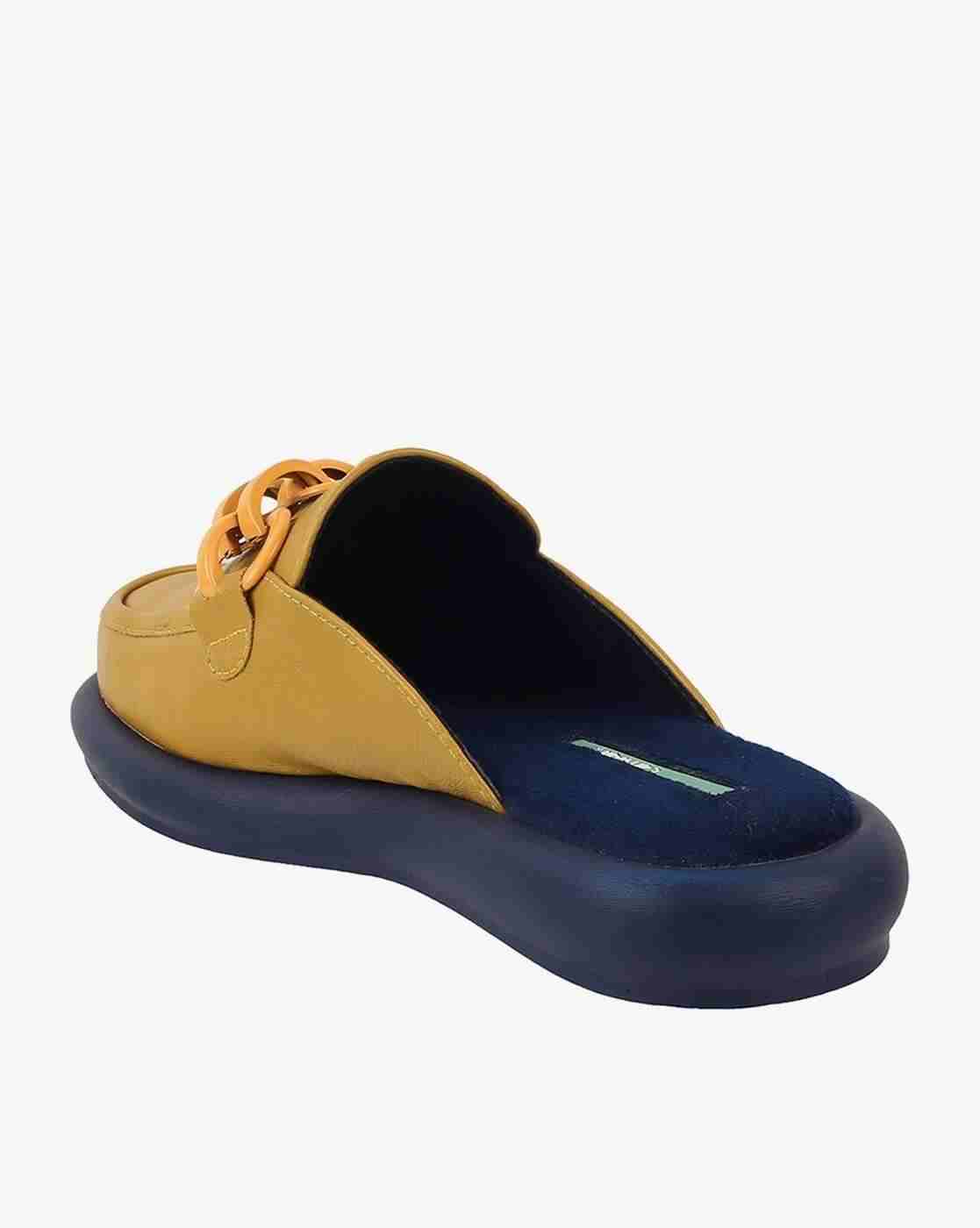 Women Colourblock Mules with Metal Accent