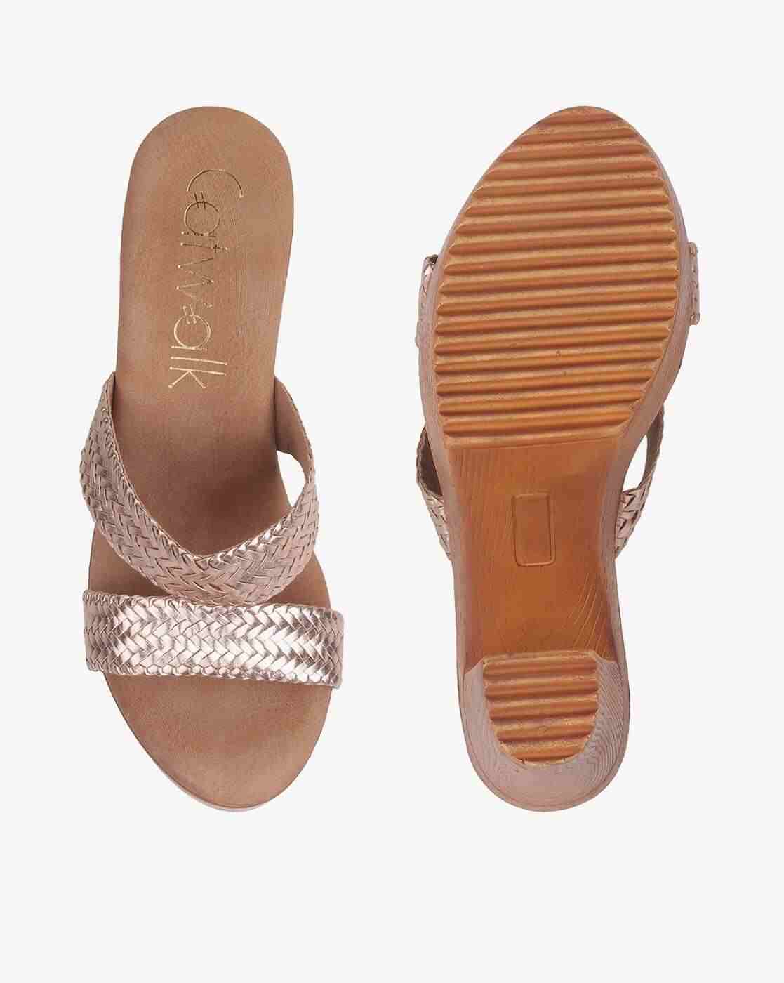 Women Basket-Weave Block Heeled Sandals