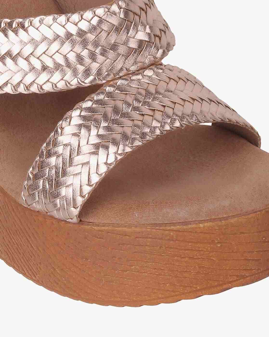 Women Basket-Weave Block Heeled Sandals