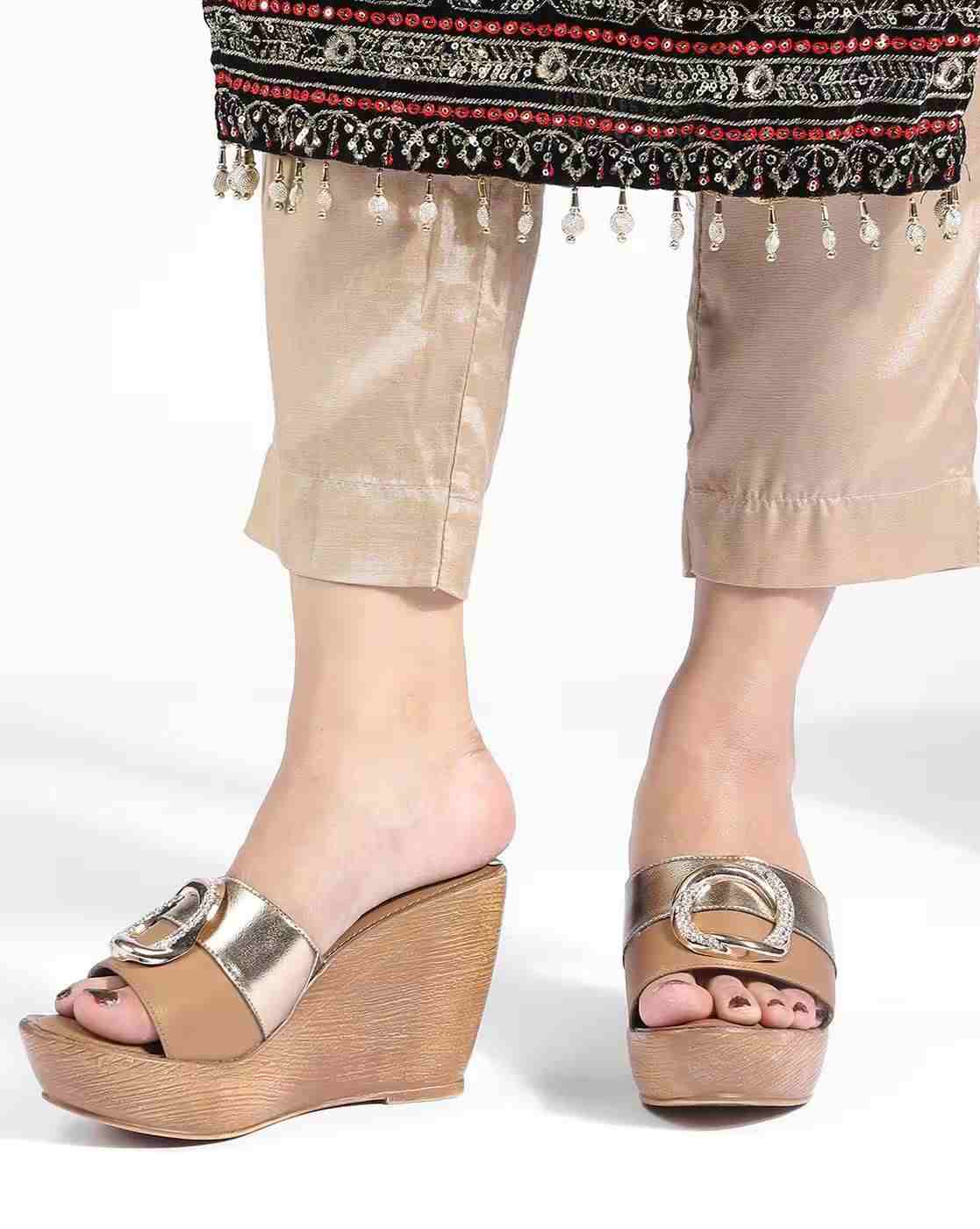 Women Wedges with Metal Accent