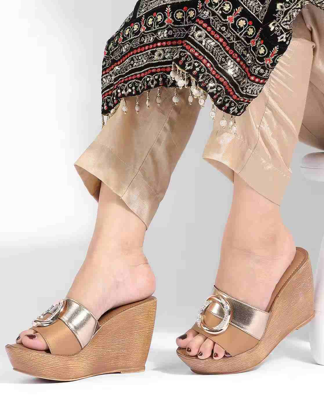 Women Wedges with Metal Accent