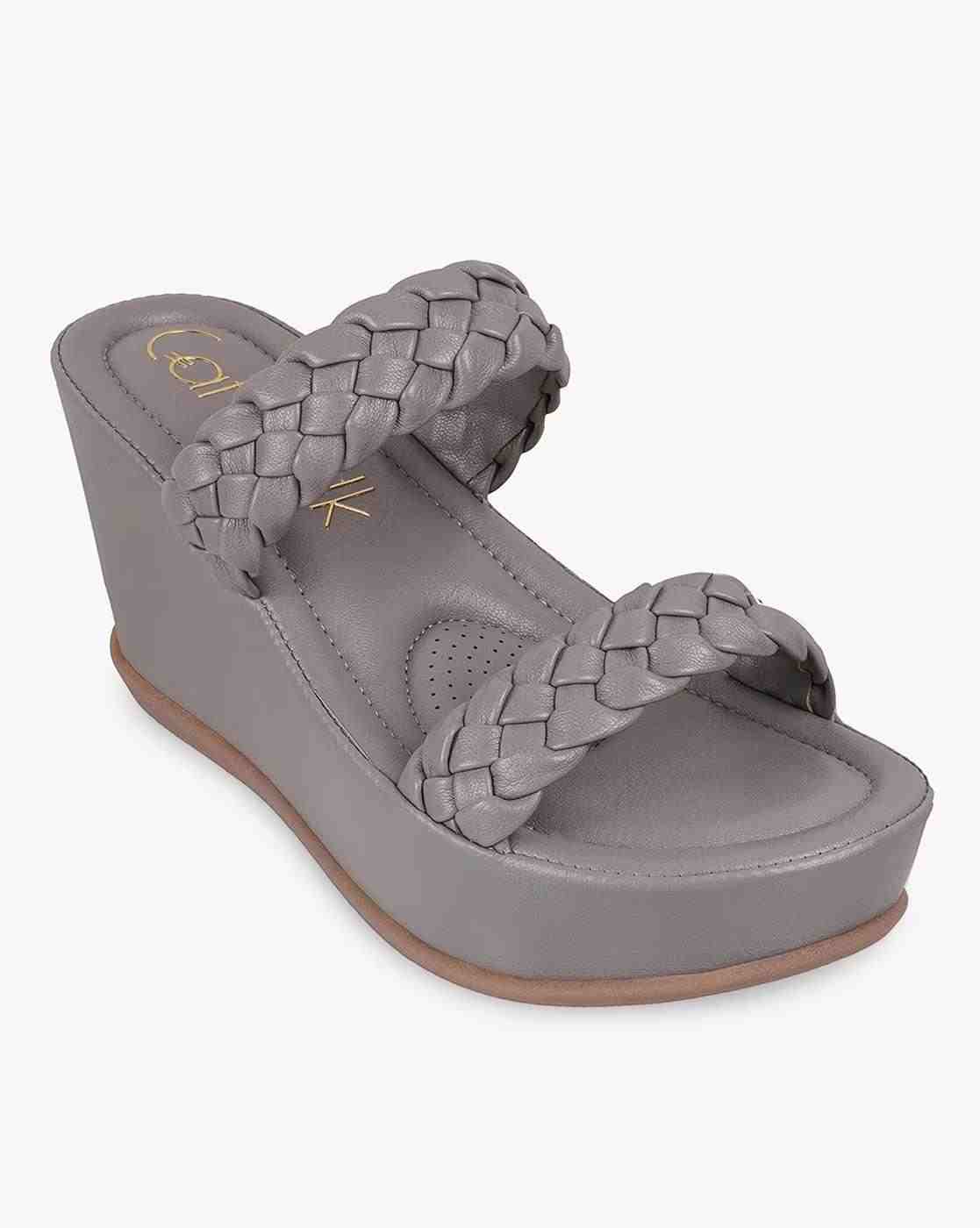 Women Braided Double-Strap Wedges