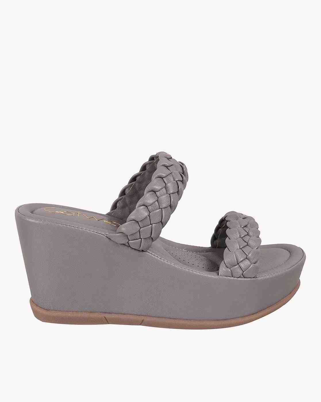 Women Braided Double-Strap Wedges