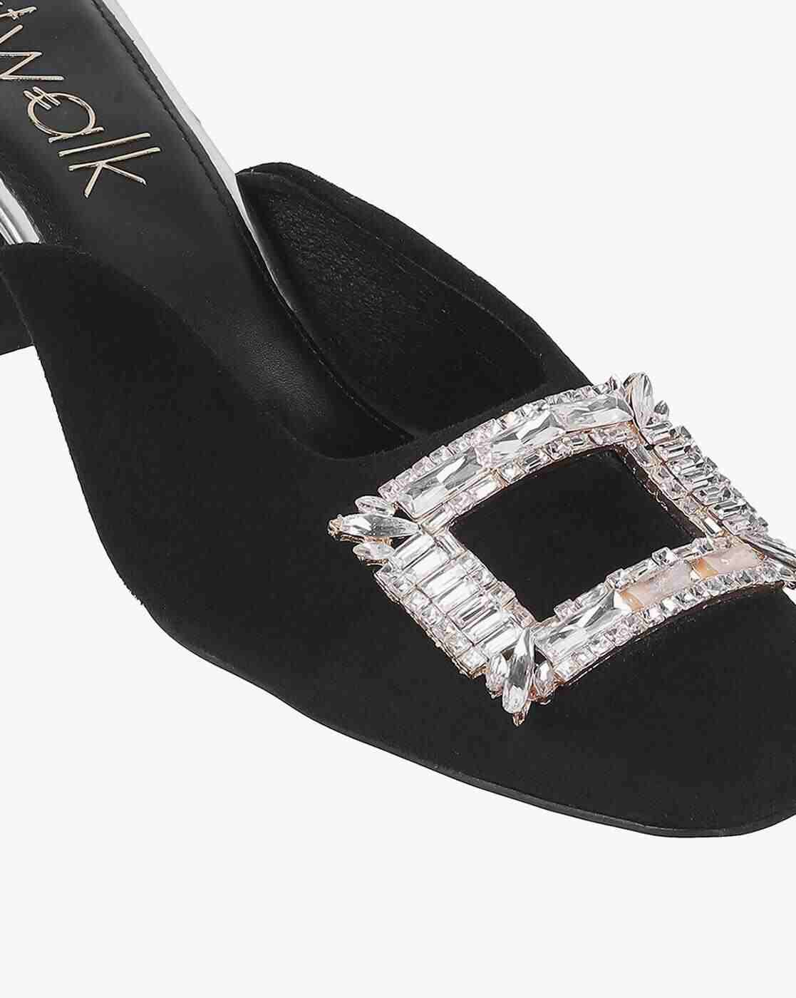 Women Embellished Kitten-Heeled Sandals
