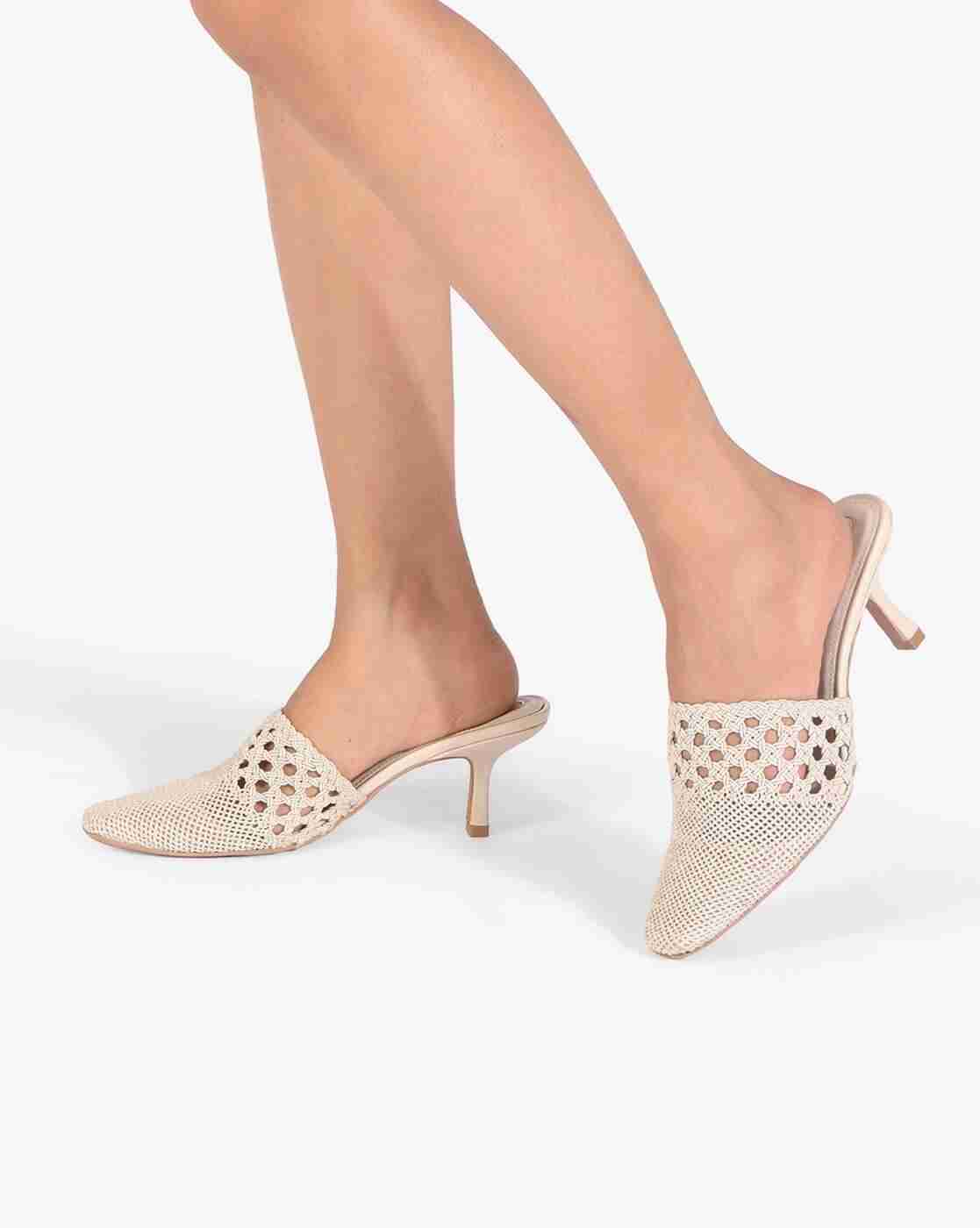 Women Braided Kitten-Heeled Sandals