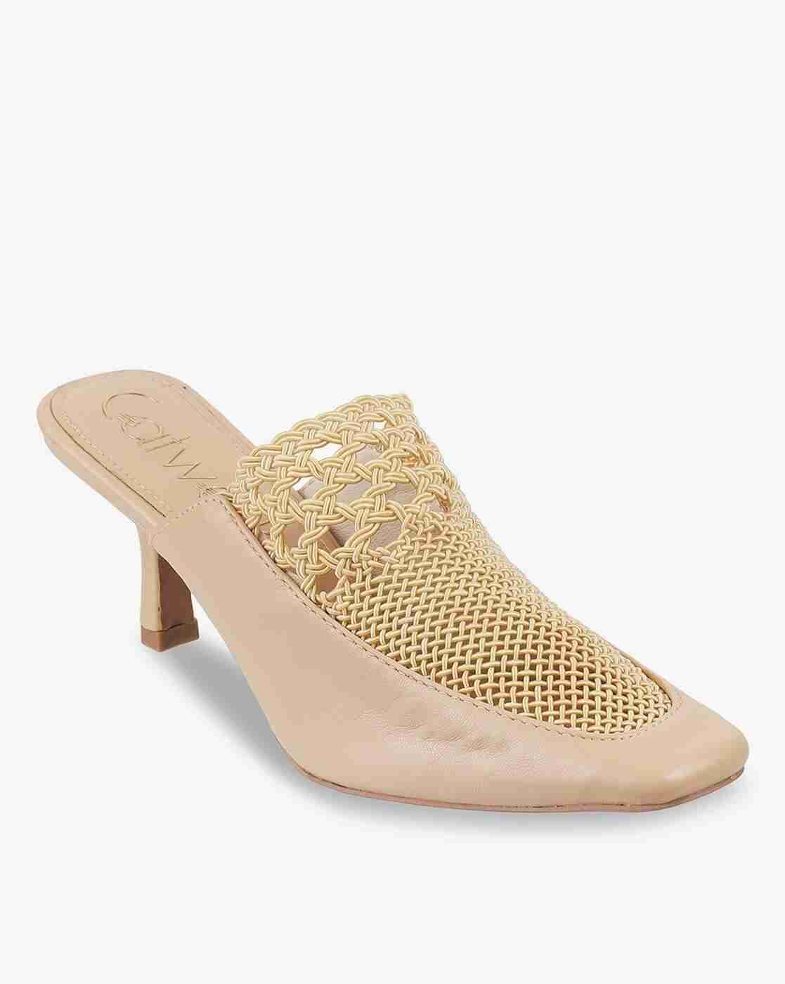 Women Braided Kitten-Heeled Sandals