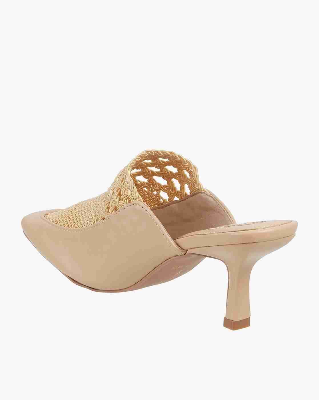 Women Braided Kitten-Heeled Sandals
