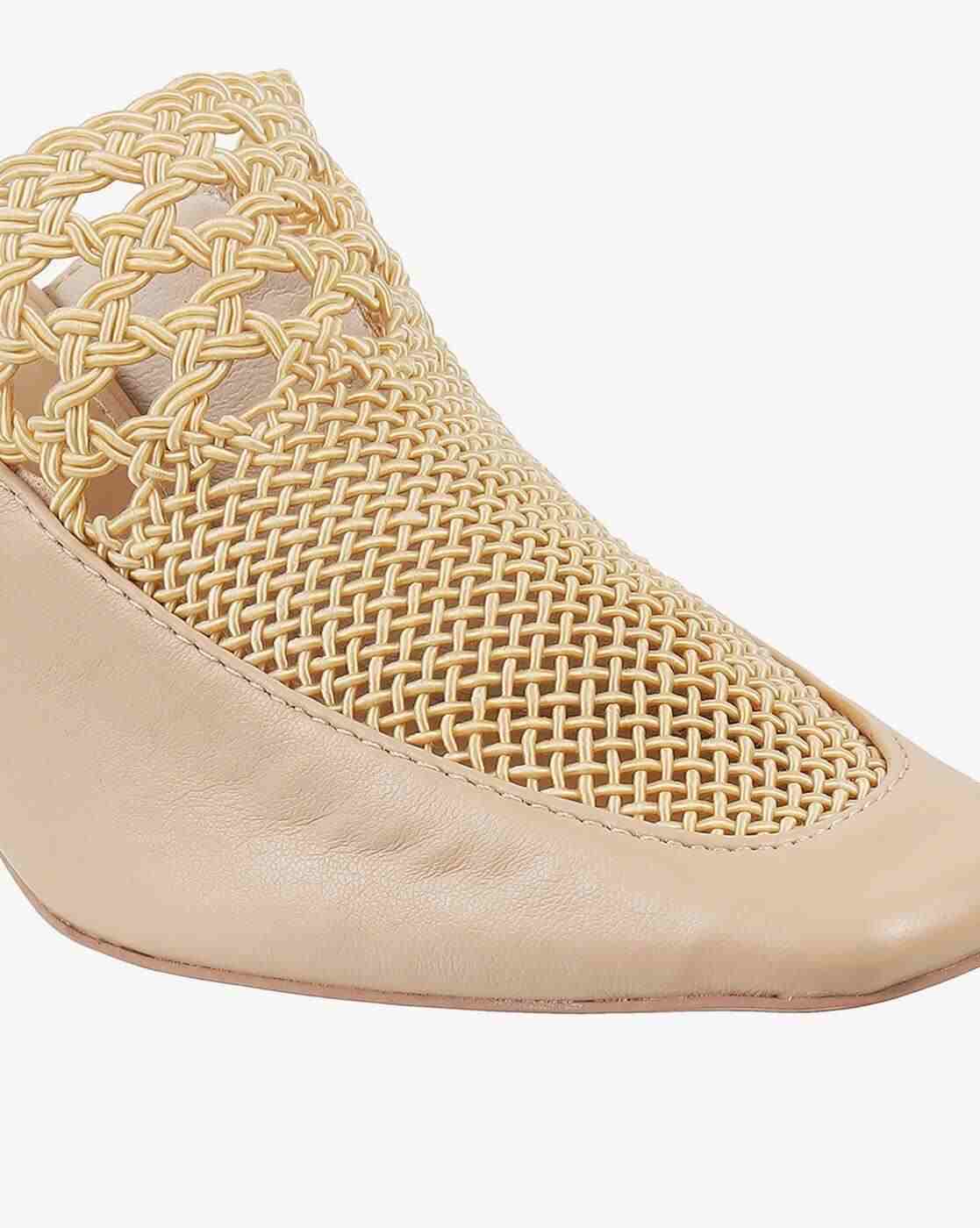 Women Braided Kitten-Heeled Sandals