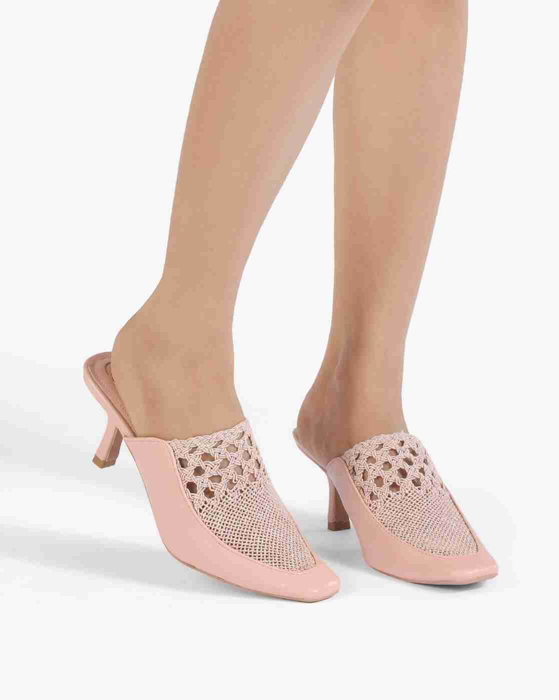 Women Braided Kitten-Heeled Sandals