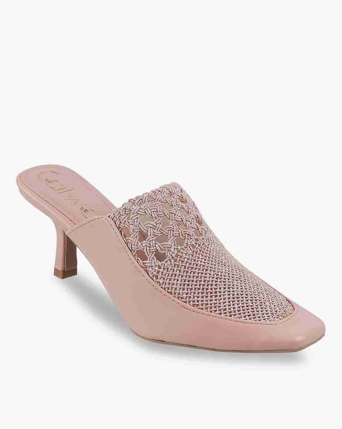 Women Braided Kitten-Heeled Sandals