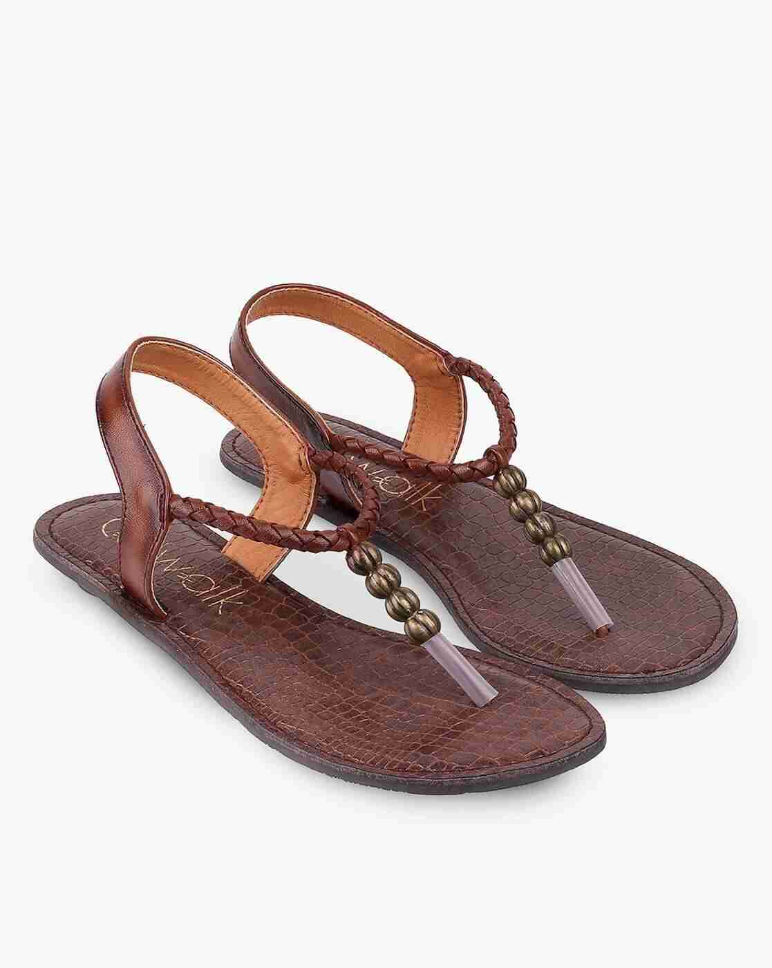 Women Braided T-Strap Slingback Flats