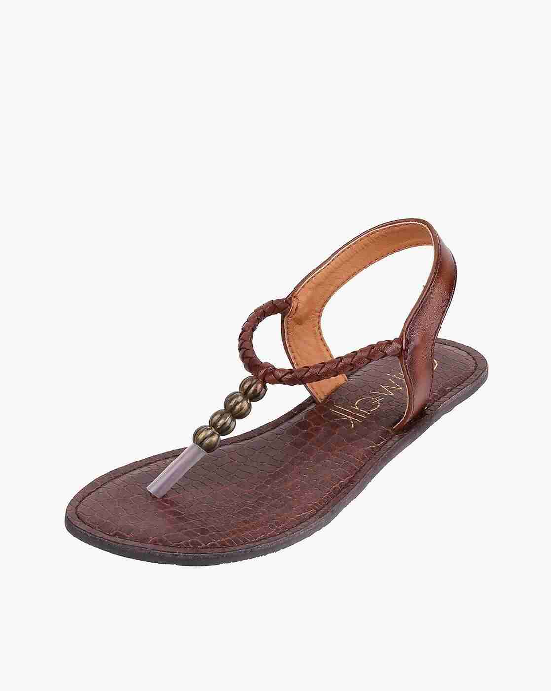 Women Braided T-Strap Slingback Flats