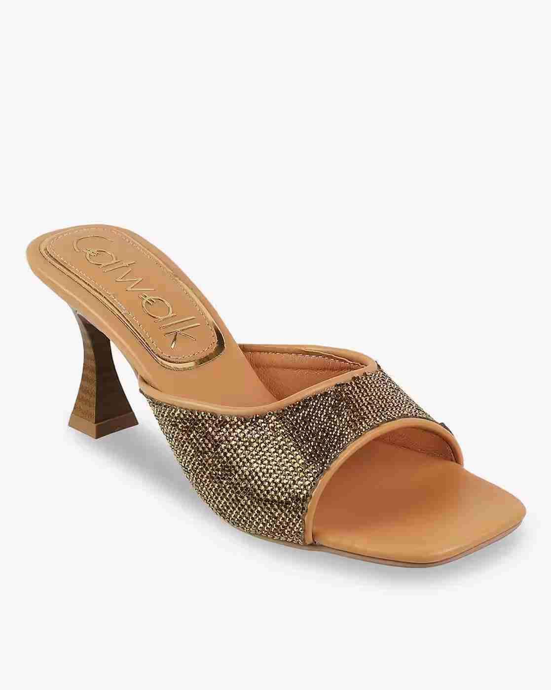 Women Embellished Kitten-Heeled Sandals