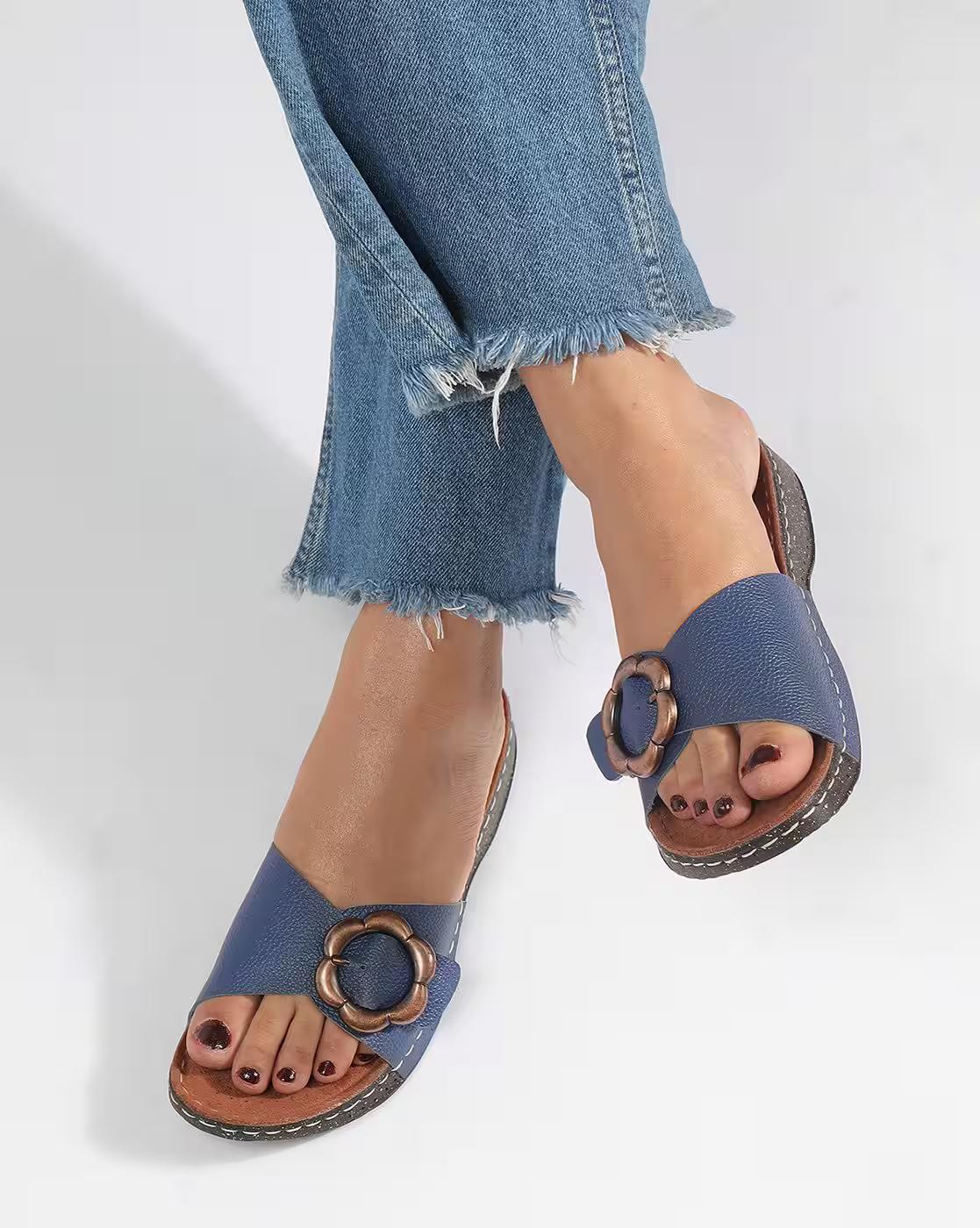 Women Brand Print Open-Toe Platforms