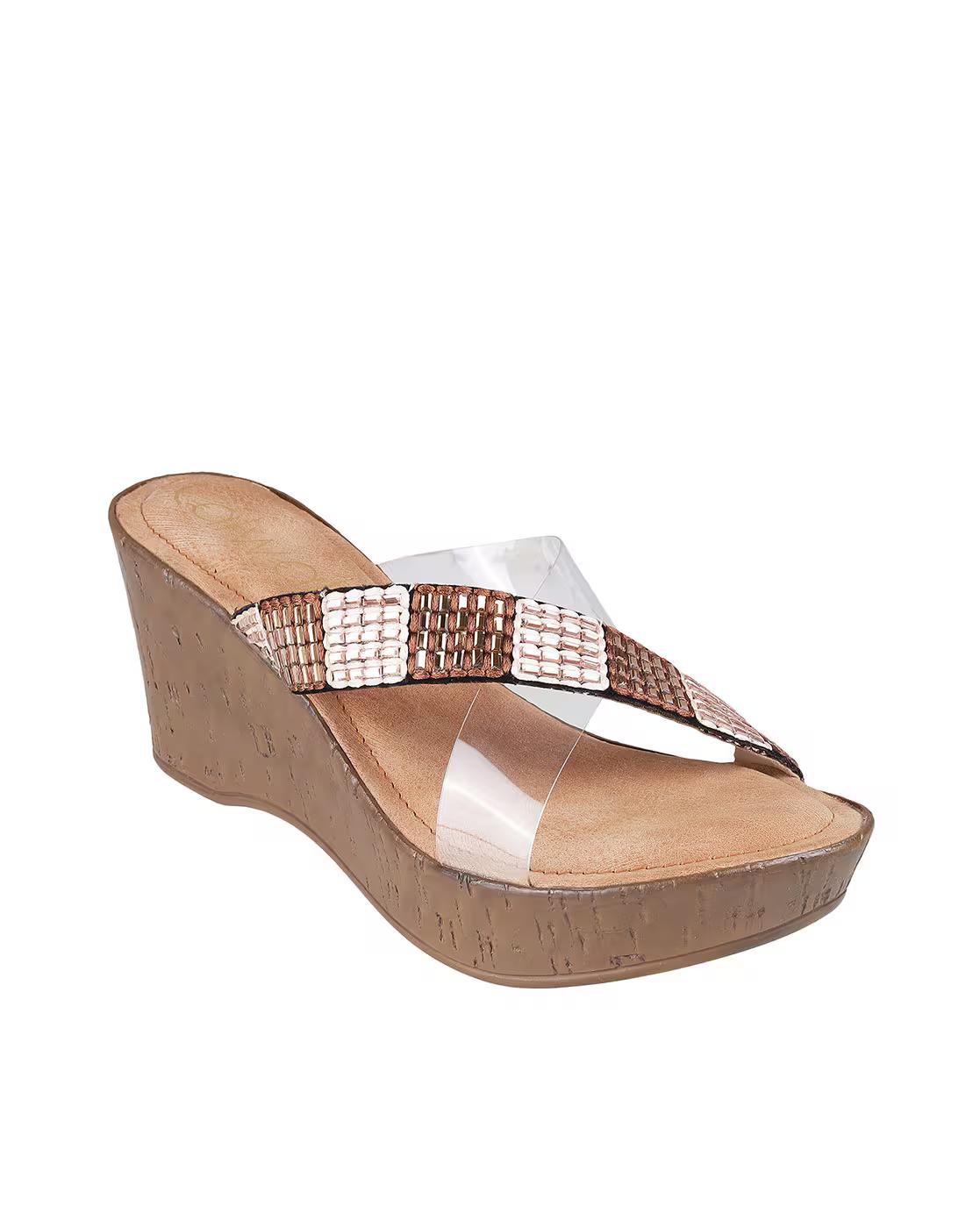 Women Embellished Criss-Cross Strap Wedges