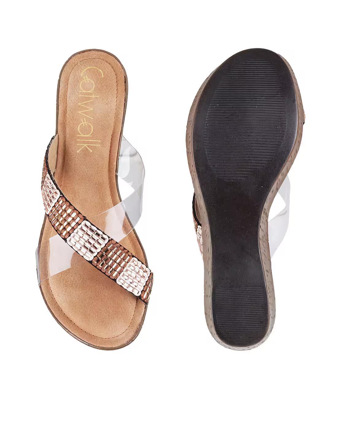 Women Embellished Criss-Cross Strap Wedges