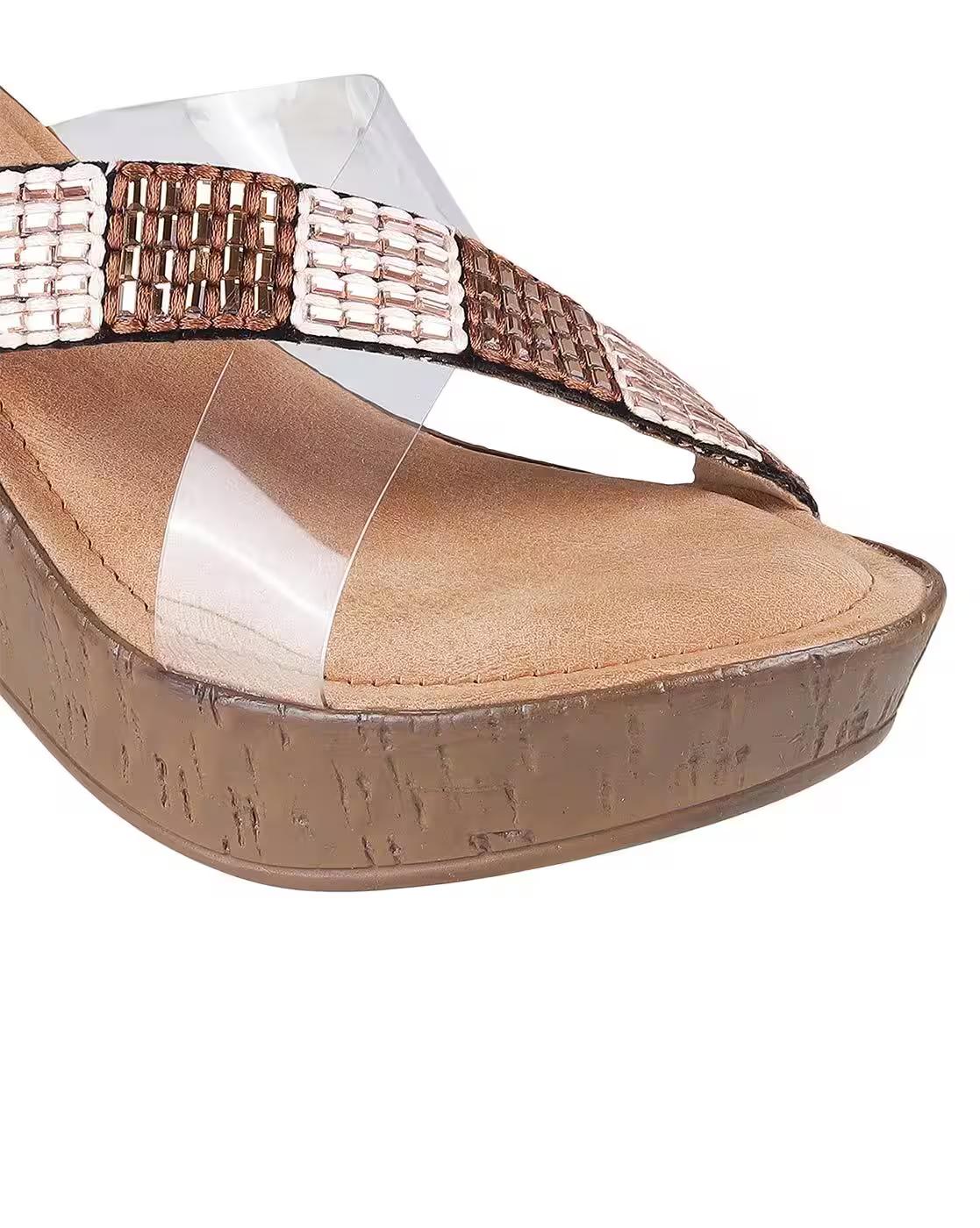 Women Embellished Criss-Cross Strap Wedges