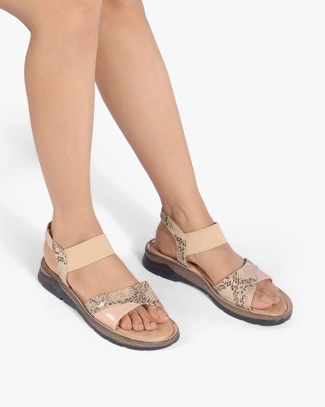 Women Reptilian Pattern Slingback Platforms