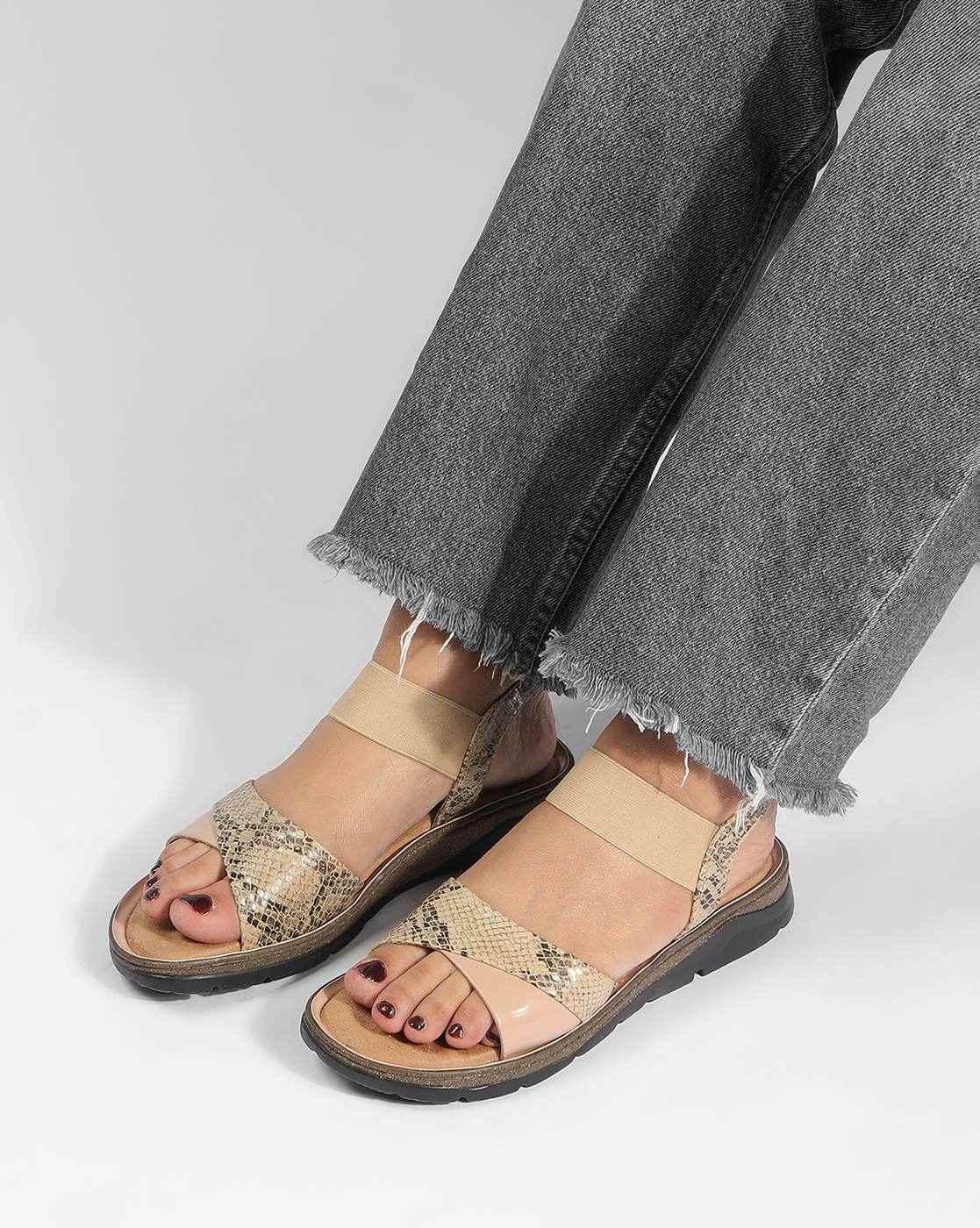 Women Reptilian Pattern Slingback Platforms