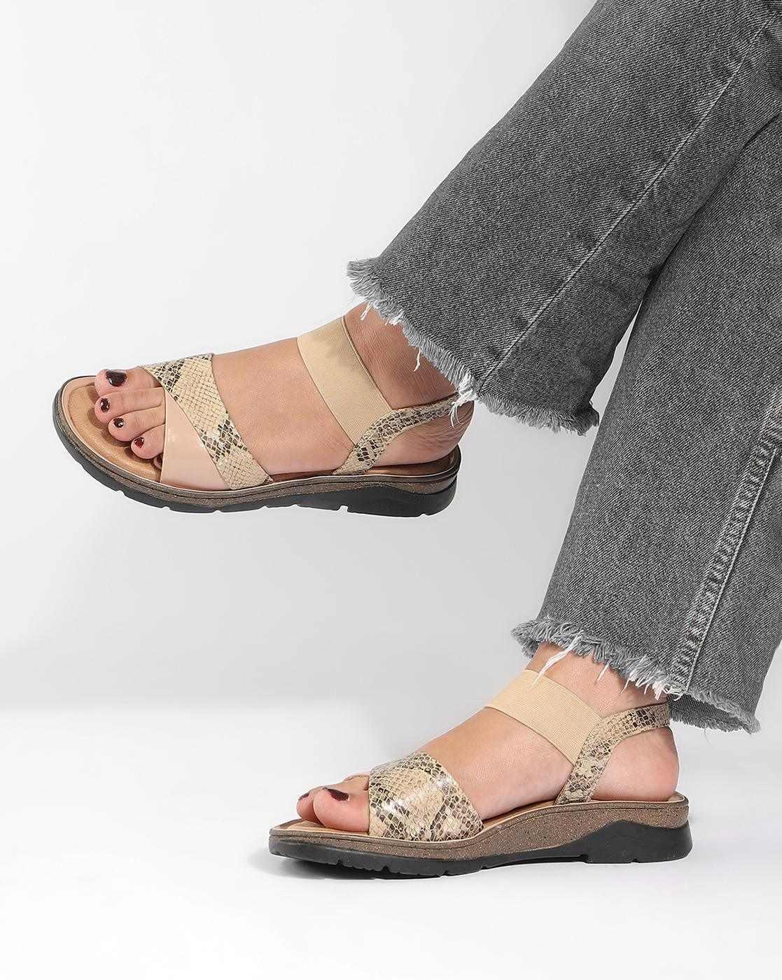 Women Reptilian Pattern Slingback Platforms