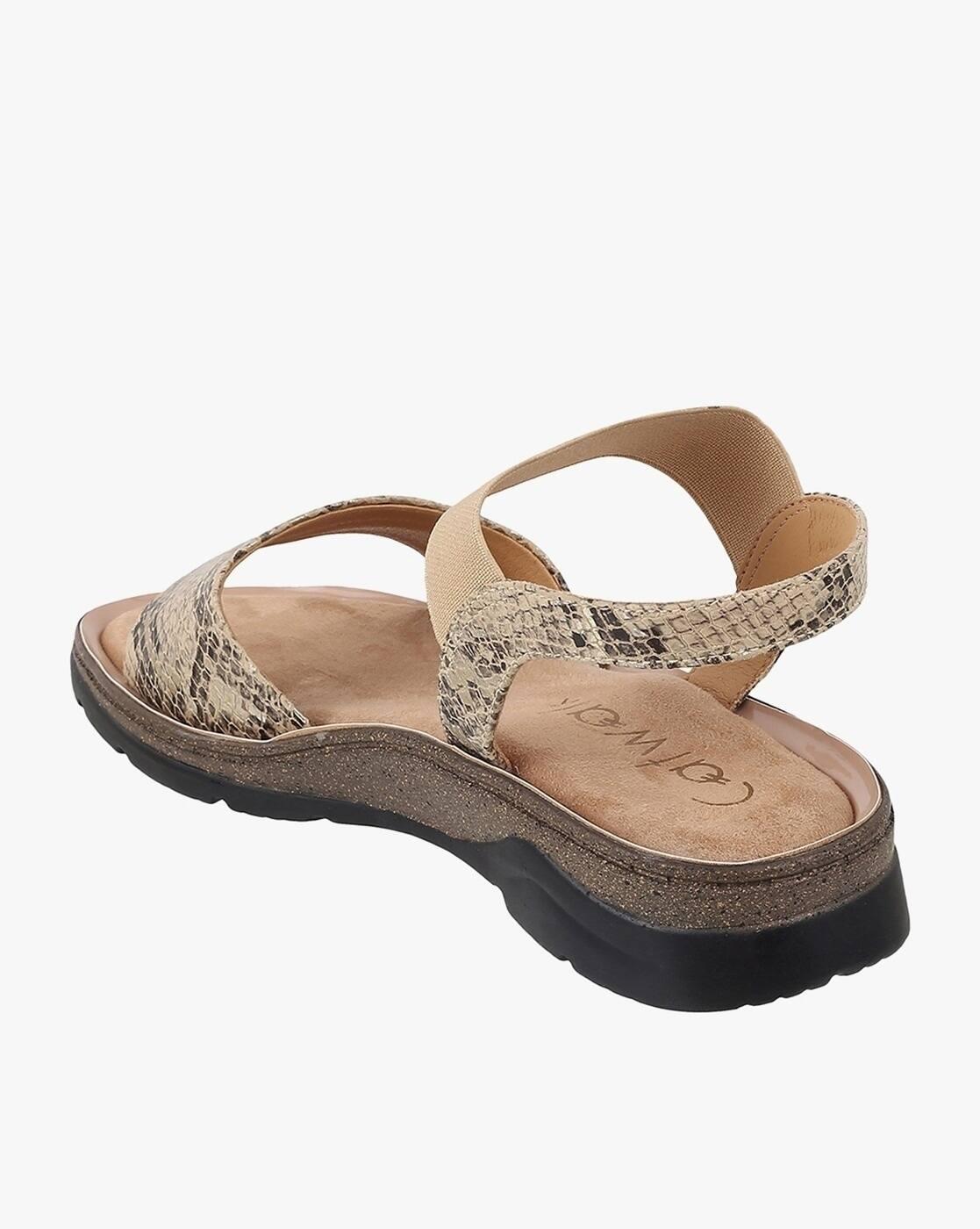 Women Reptilian Pattern Slingback Platforms