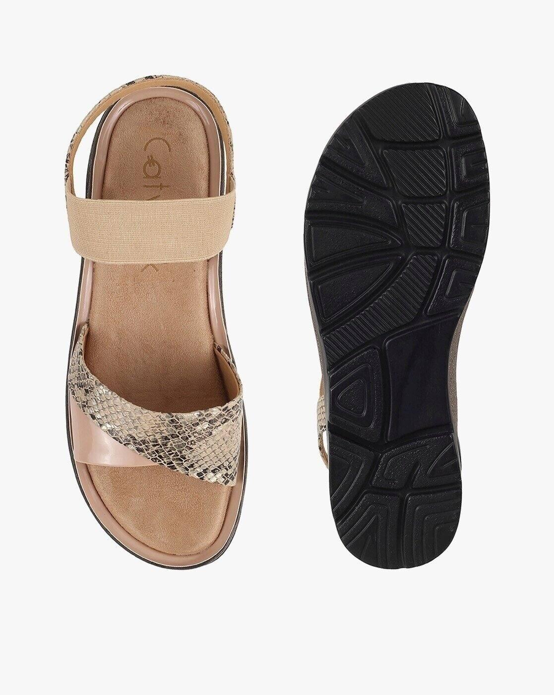 Women Reptilian Pattern Slingback Platforms