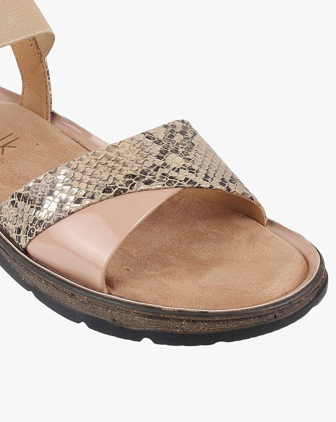 Women Reptilian Pattern Slingback Platforms