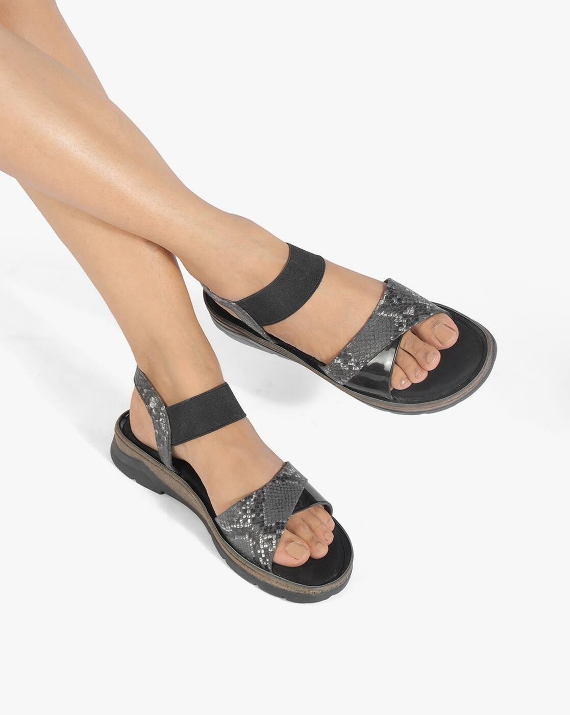 Women Reptilian Pattern Slingback Platforms