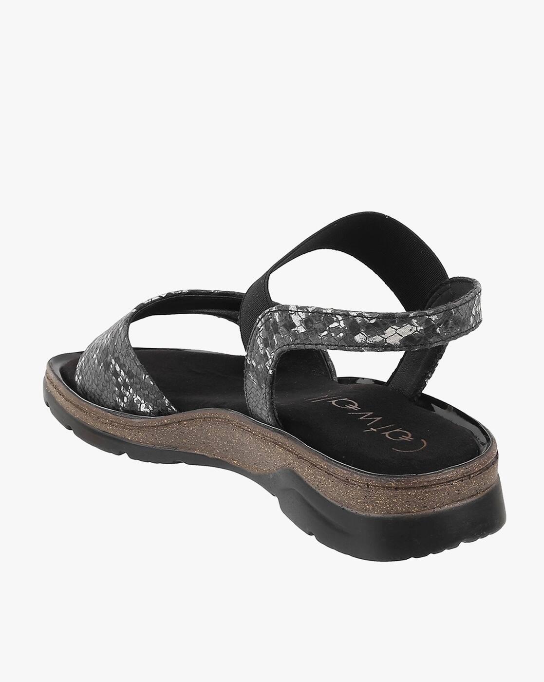 Women Reptilian Pattern Slingback Platforms