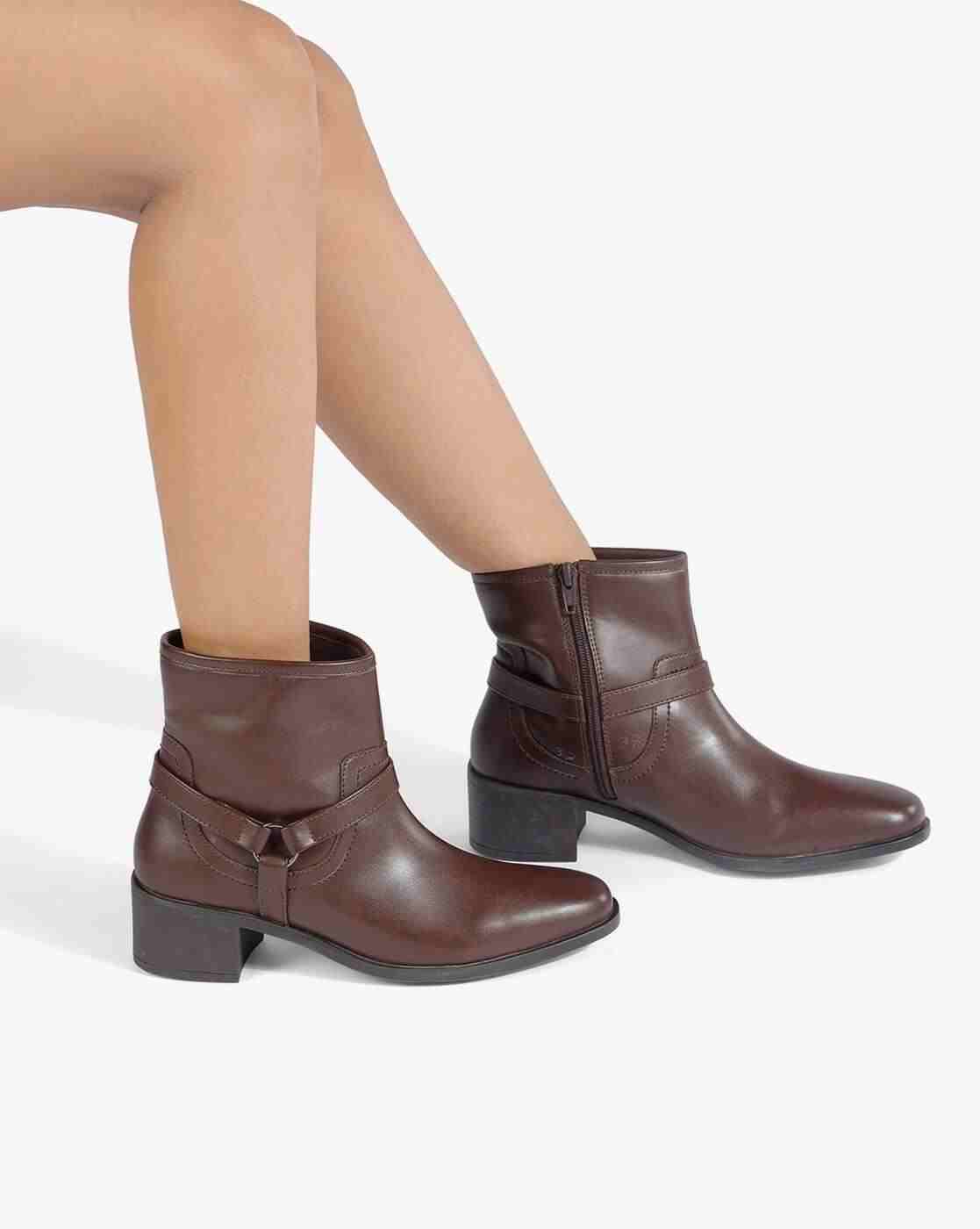 Women Ankle-Length Boots with Zip Closure