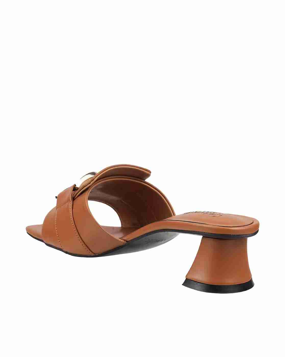 Women Kitten-Heeled Sandals with Metal Accent