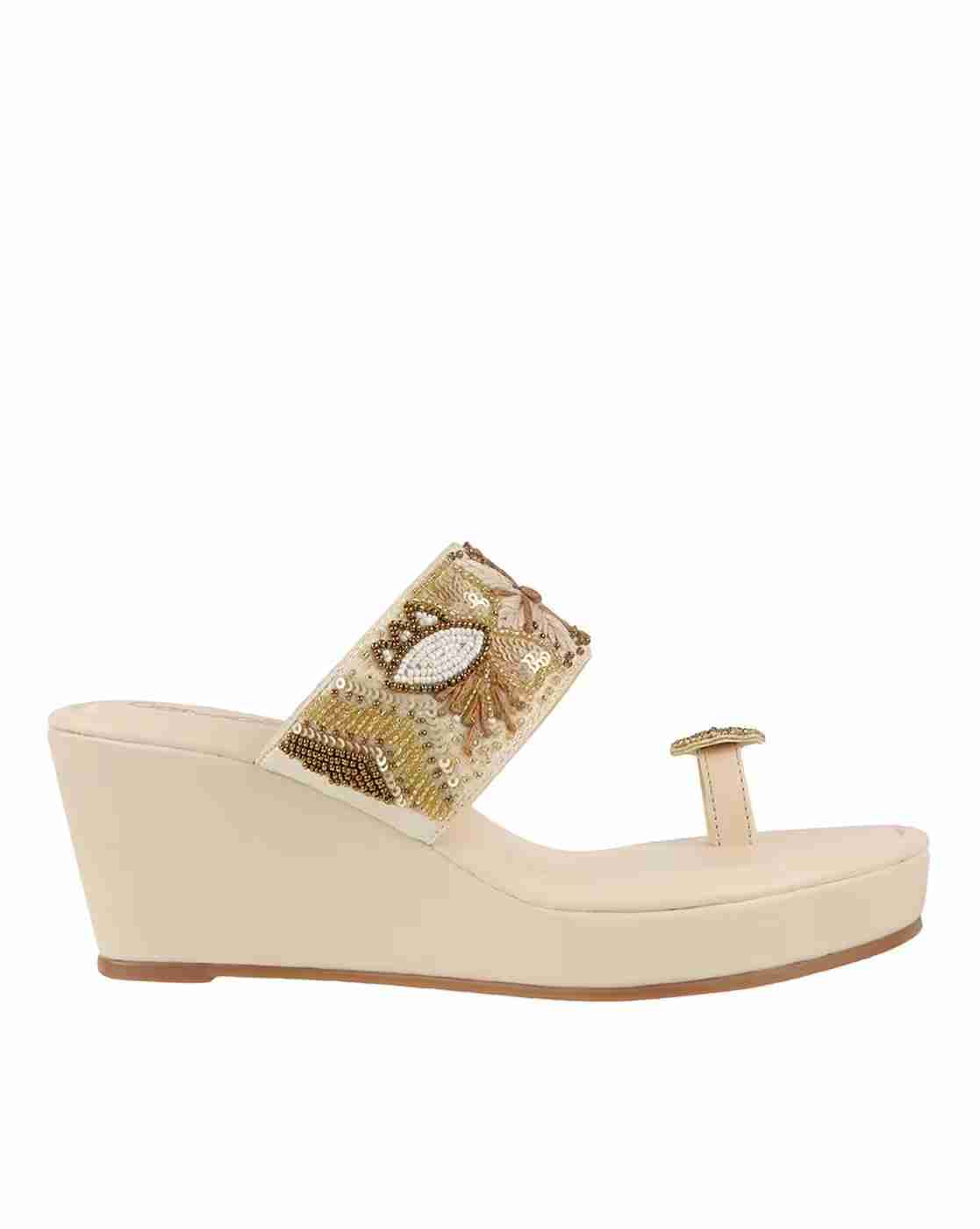 Women Embellished Toe-Ring Wedges