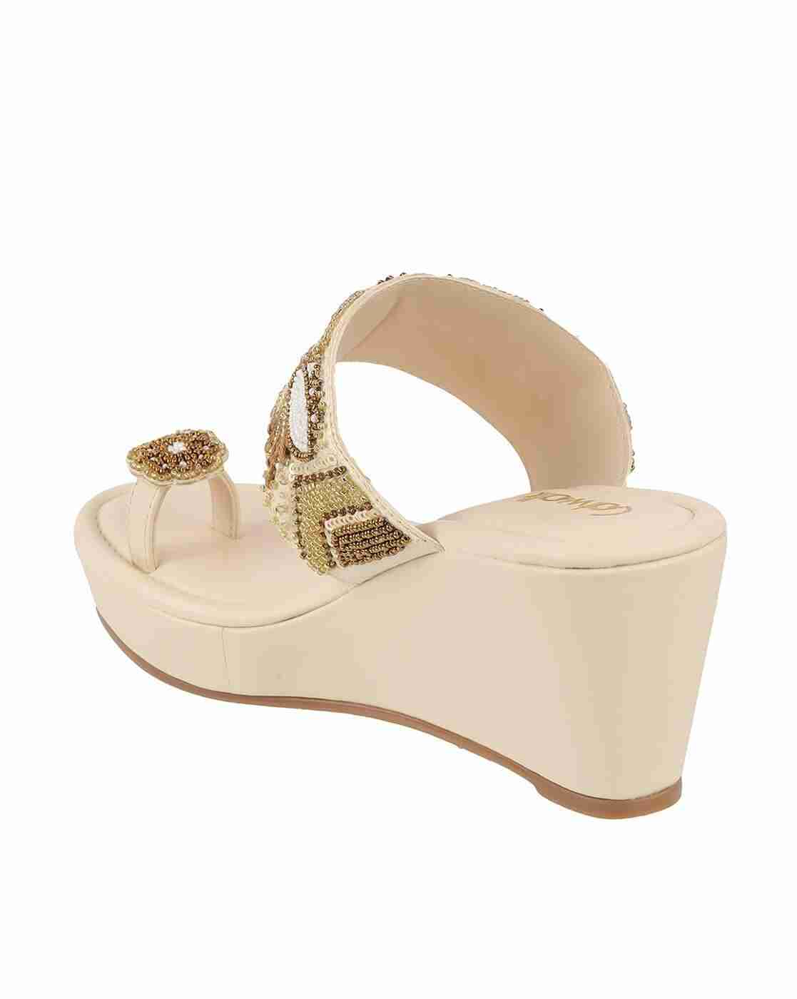 Women Embellished Toe-Ring Wedges