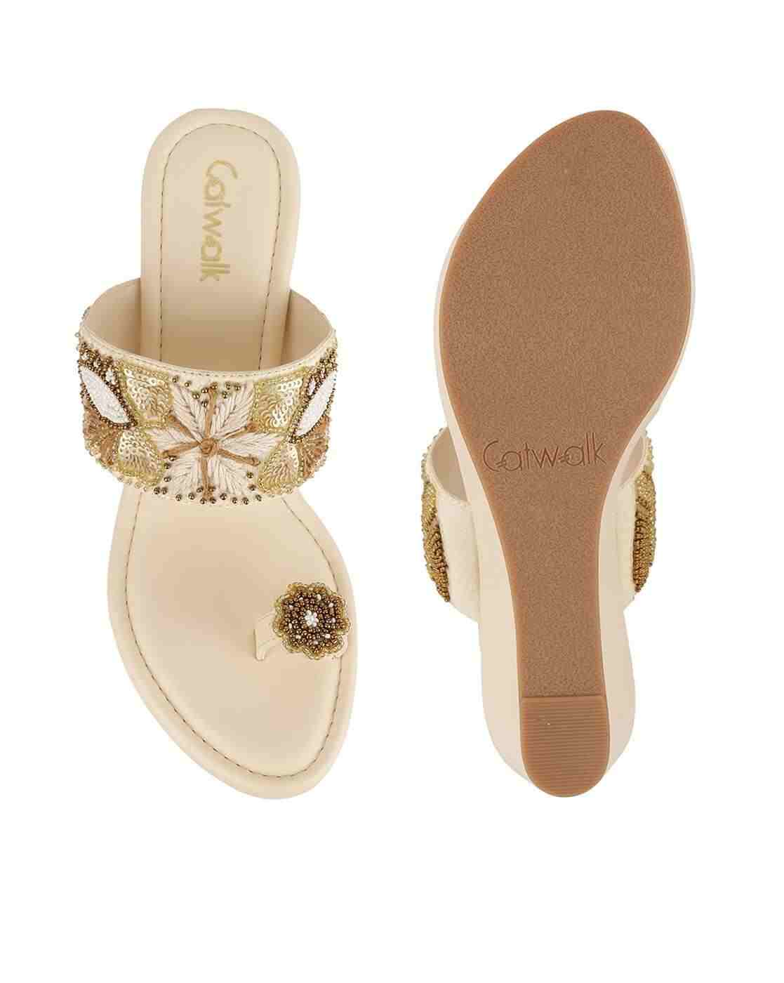 Women Embellished Toe-Ring Wedges