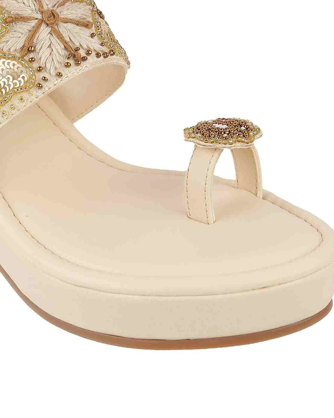 Women Embellished Toe-Ring Wedges