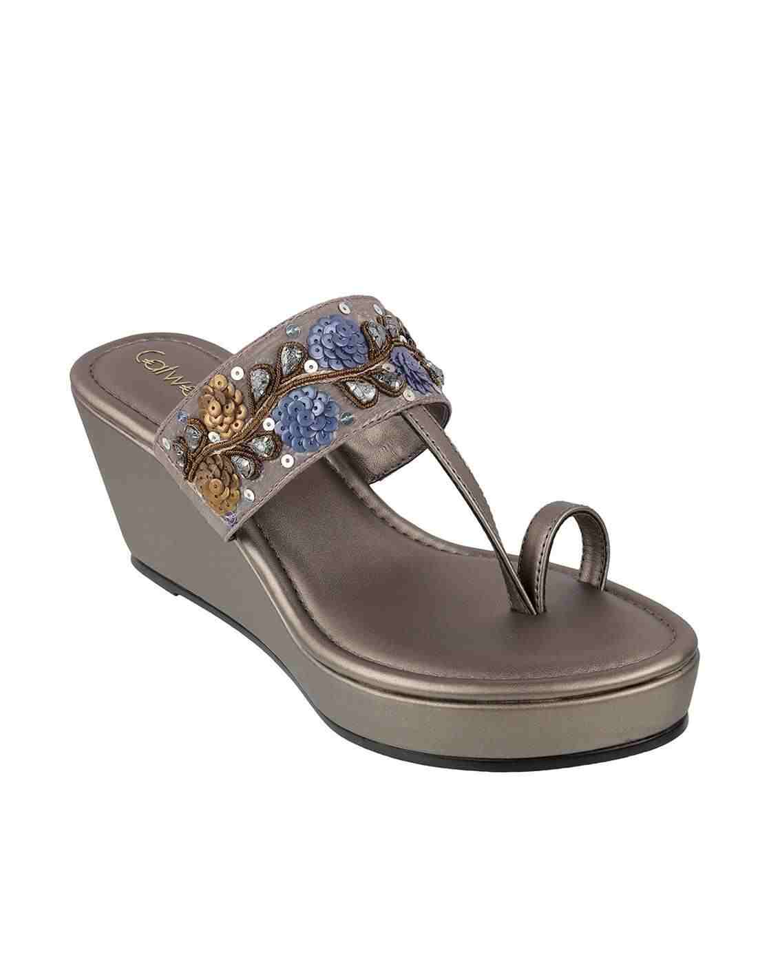 Women Embellished Toe-Ring Wedges