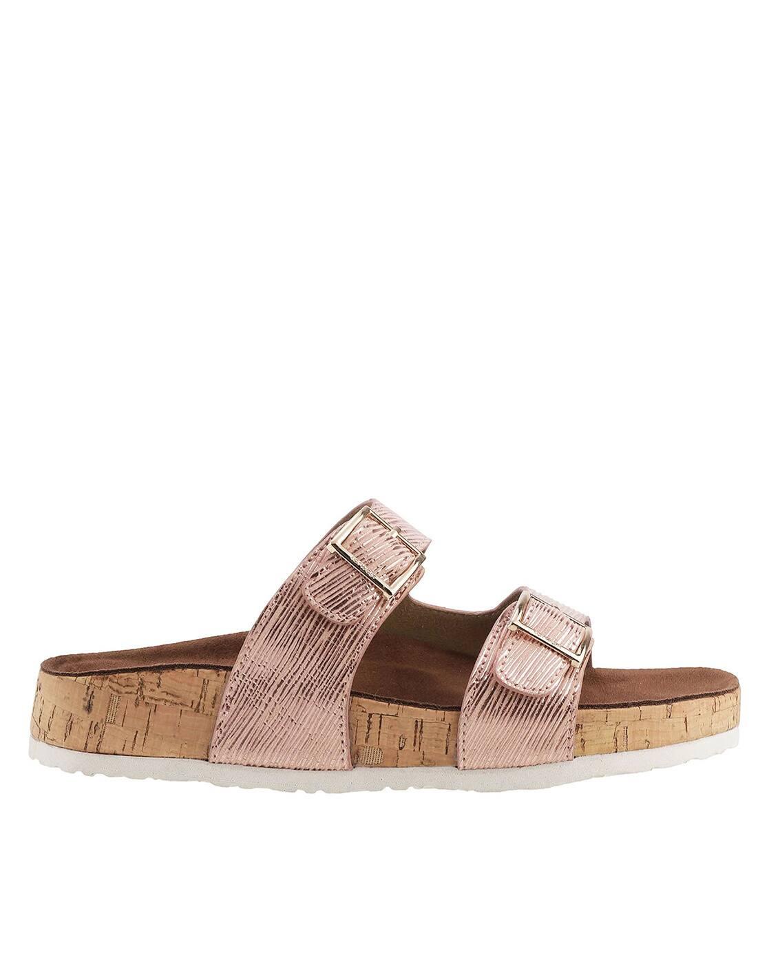 Women Double-Strap Flat Sandals with Velcro Closure