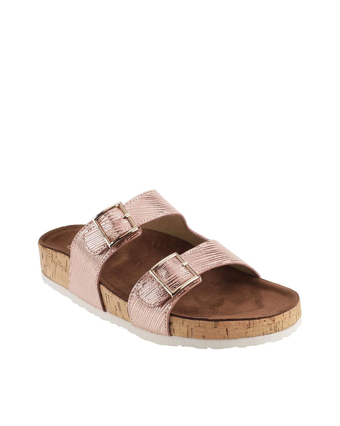 Women Double-Strap Flat Sandals with Velcro Closure