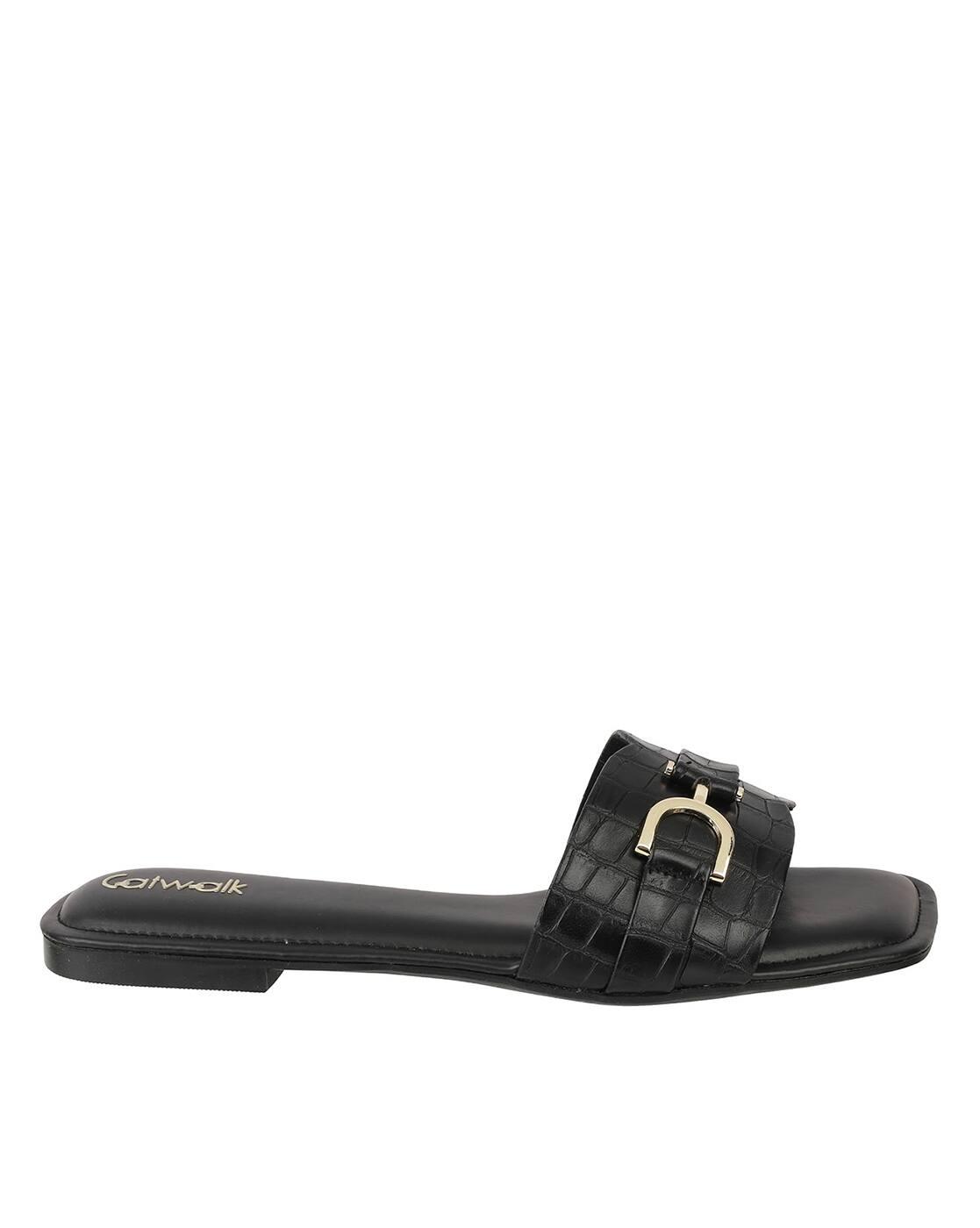 Women Open-Toe Flat Sandals with Metal Accent