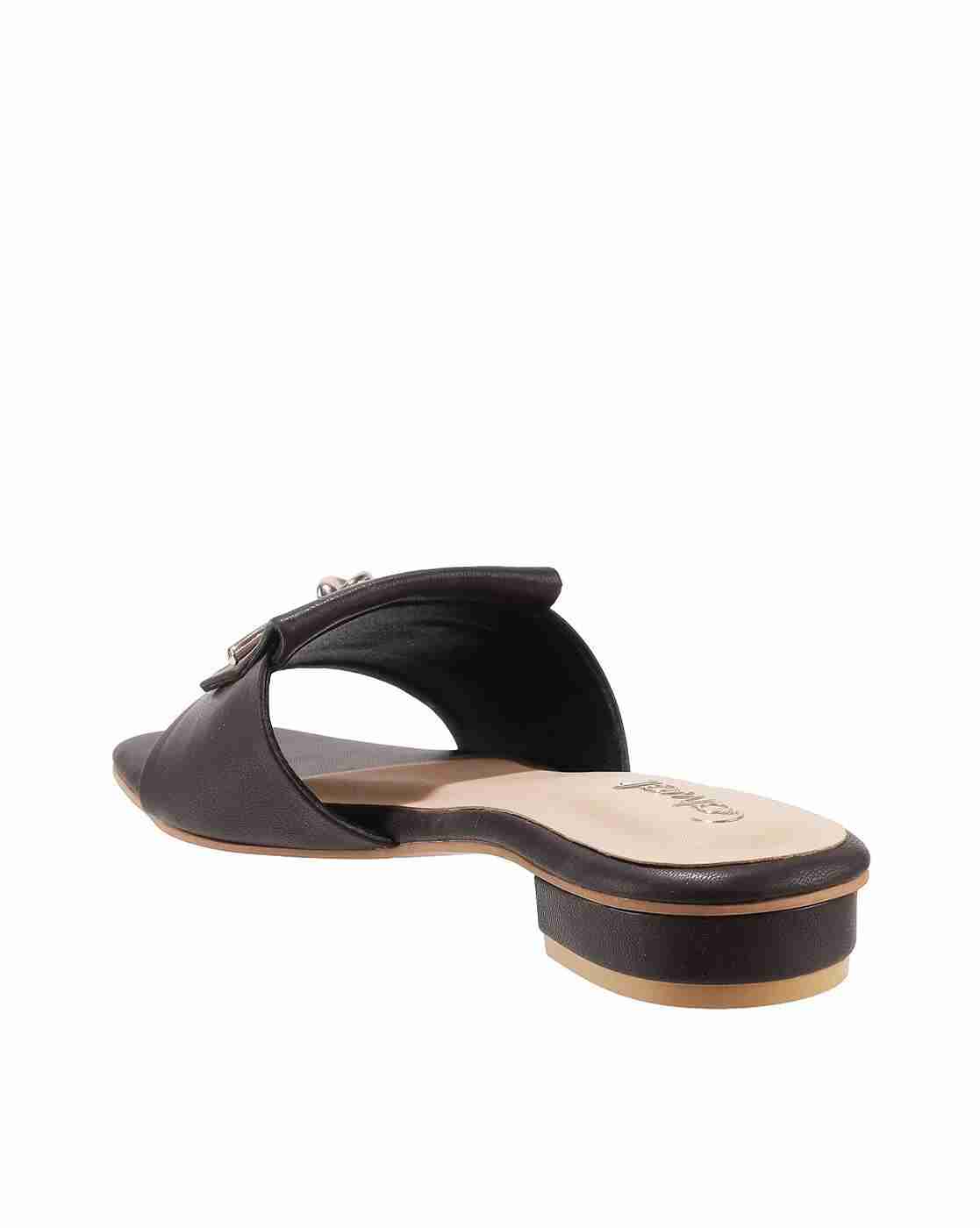 Women Open-Toe Chunky-Heeled Sandals with Metal Accent