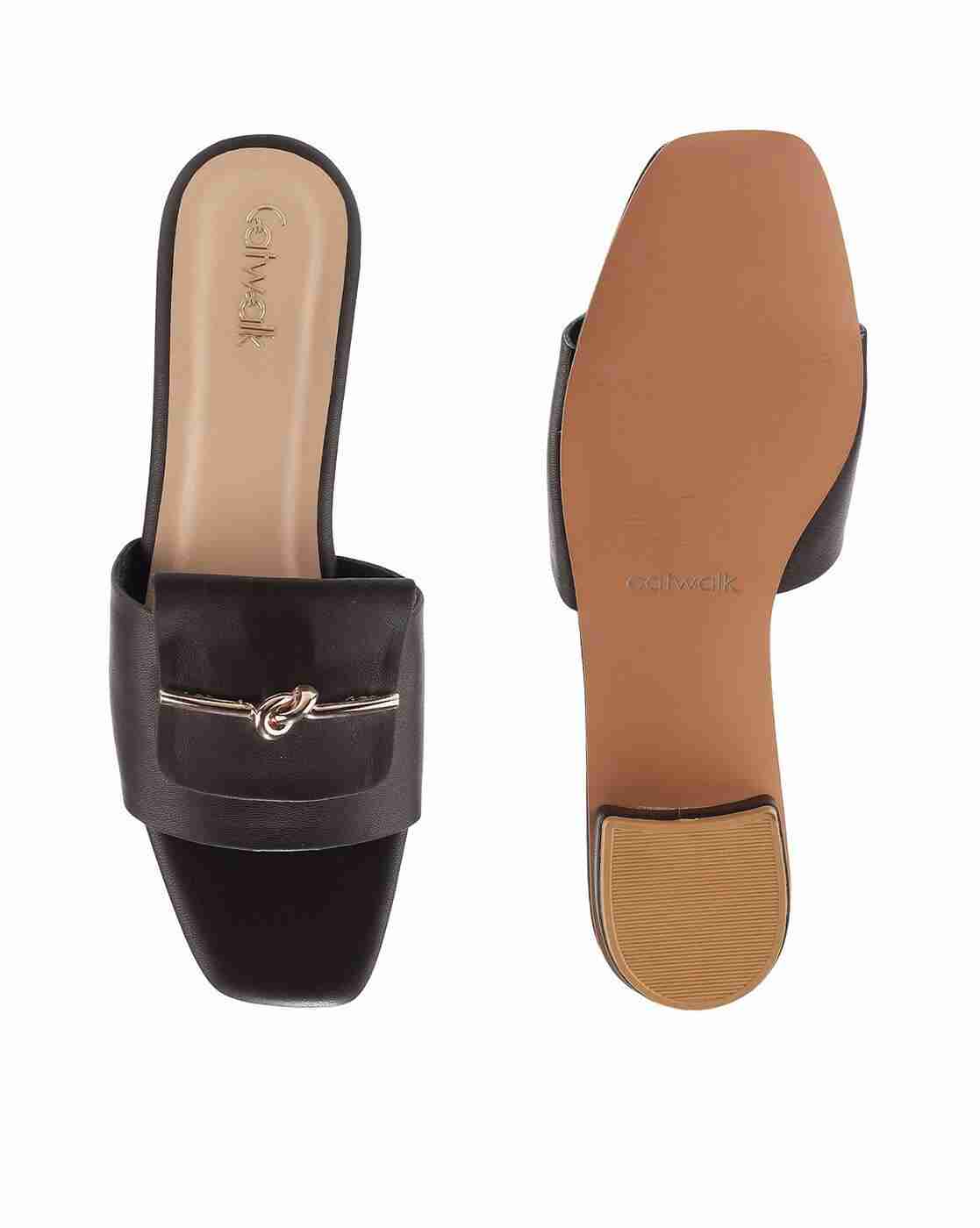 Women Open-Toe Chunky-Heeled Sandals with Metal Accent