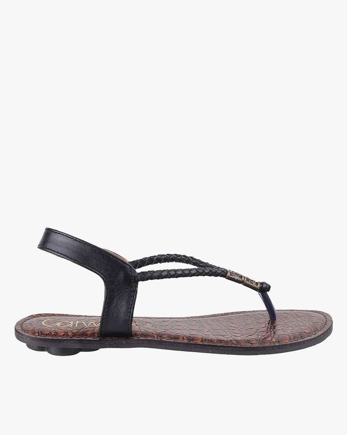 Women Croc-Embossed Slingback Flat Sandals